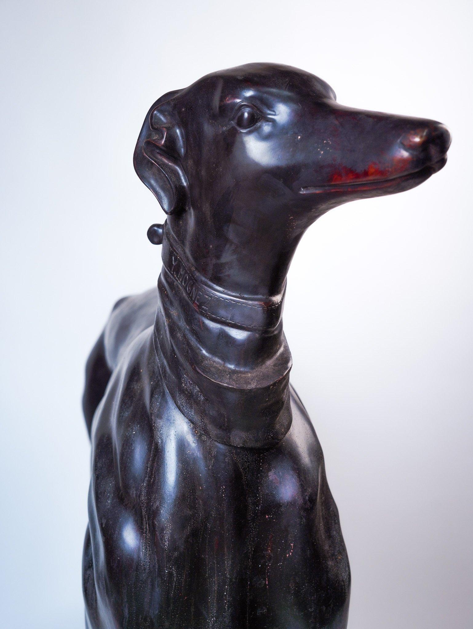 Pair of bronze greyhounds For Sale 1