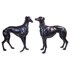 Retro Pair of bronze greyhounds