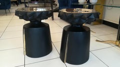Pair of Bronze Gueridon Black Patina 'Top Natural Bronze'