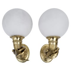 Pair of Maison Jansen Bronze Hand Sconces, 3 pairs available