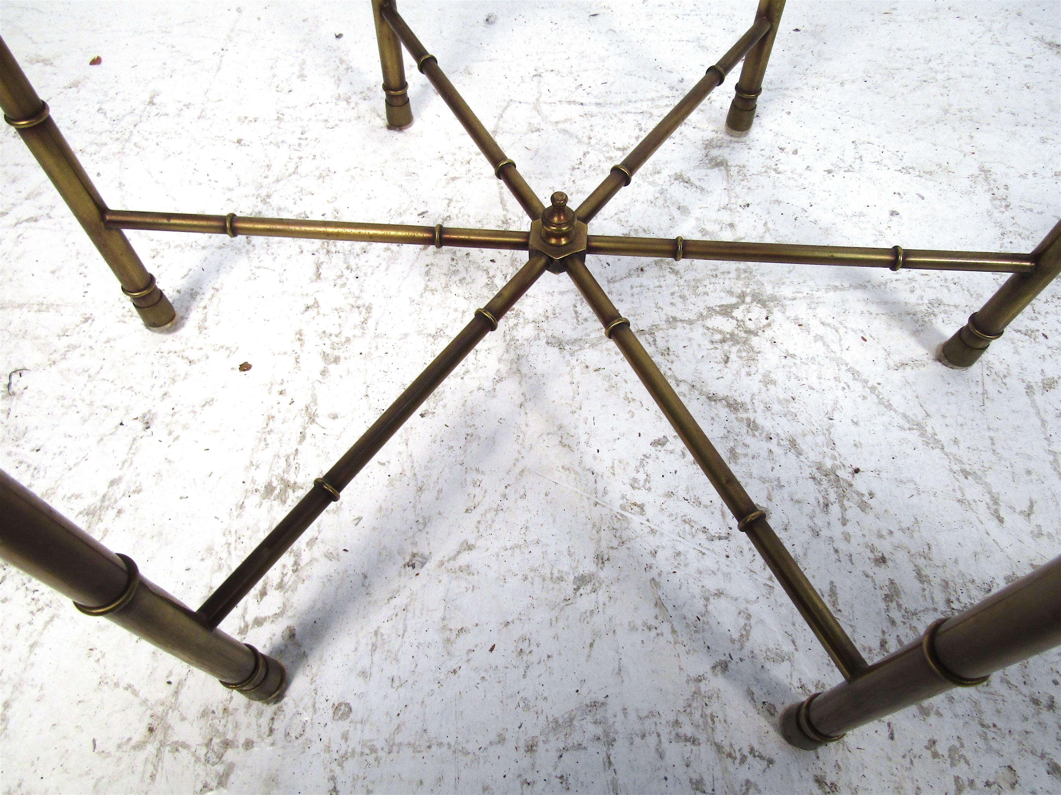 Pair of Bronze Hexagonal End Tables For Sale 7