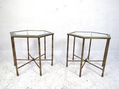 Pair of Bronze Hexagonal End Tables