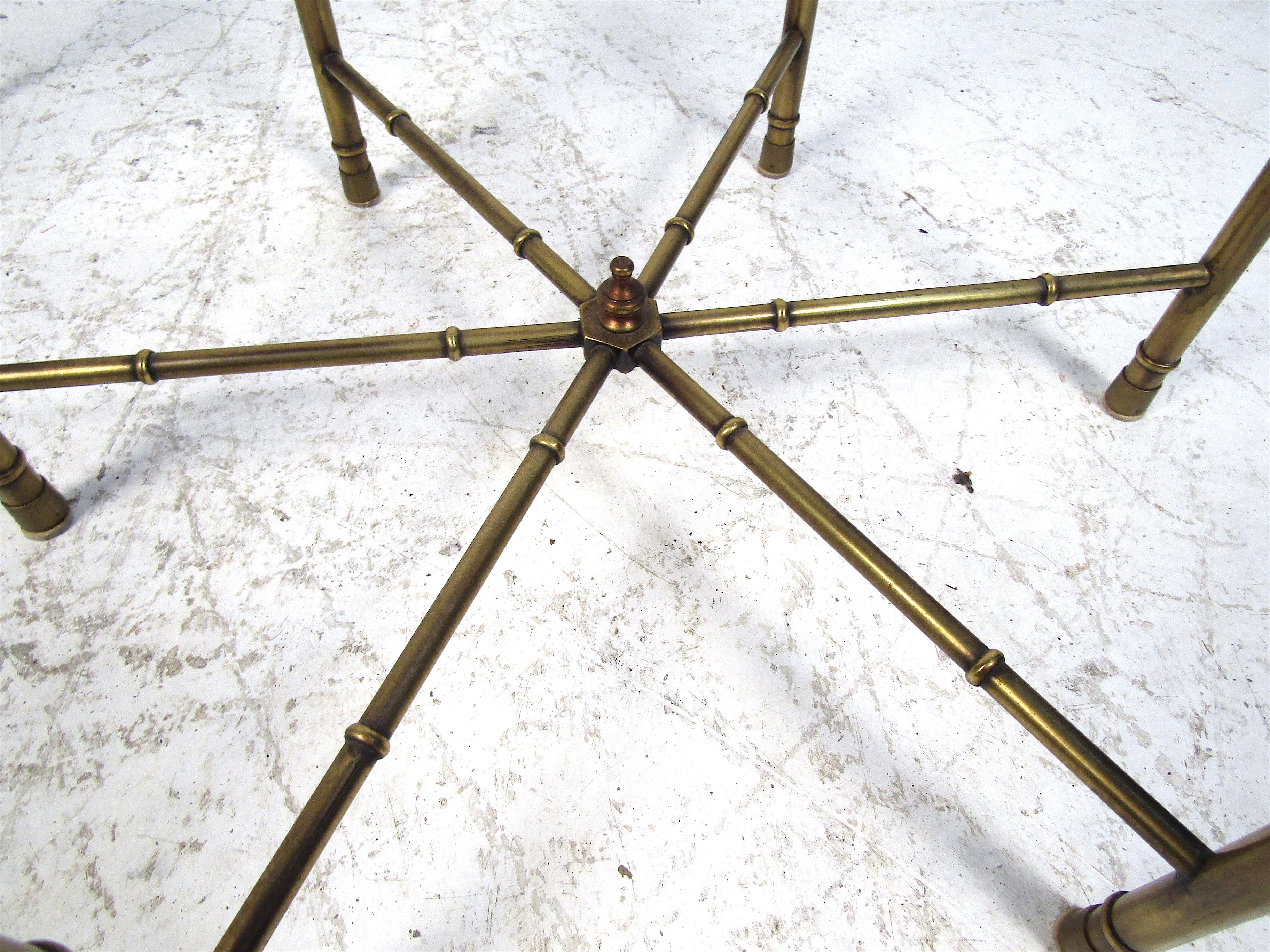 20th Century Pair of Bronze Hexagonal End Tables For Sale