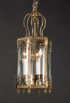 Pair of Bronze Hexagonal Lanterns, French Mid-20th Century