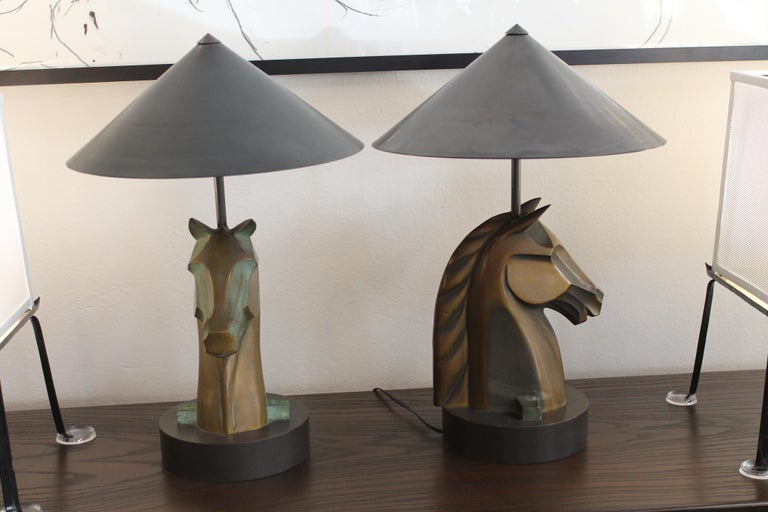 Pair of Bronze Horse Head Lamps For Sale at 1stDibs horse lamps for sale