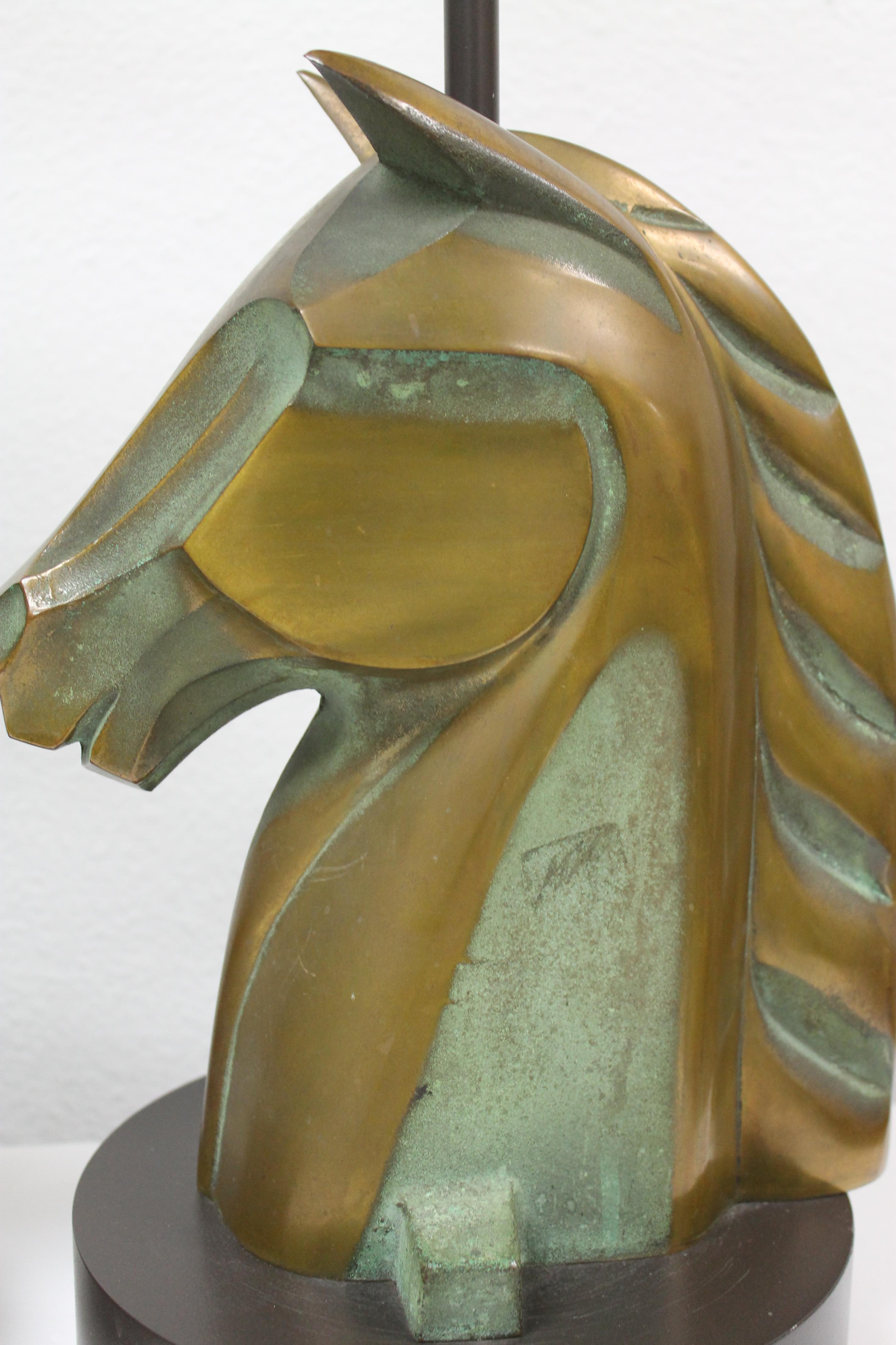 Pair of Bronze Horse Head Lamps For Sale 6