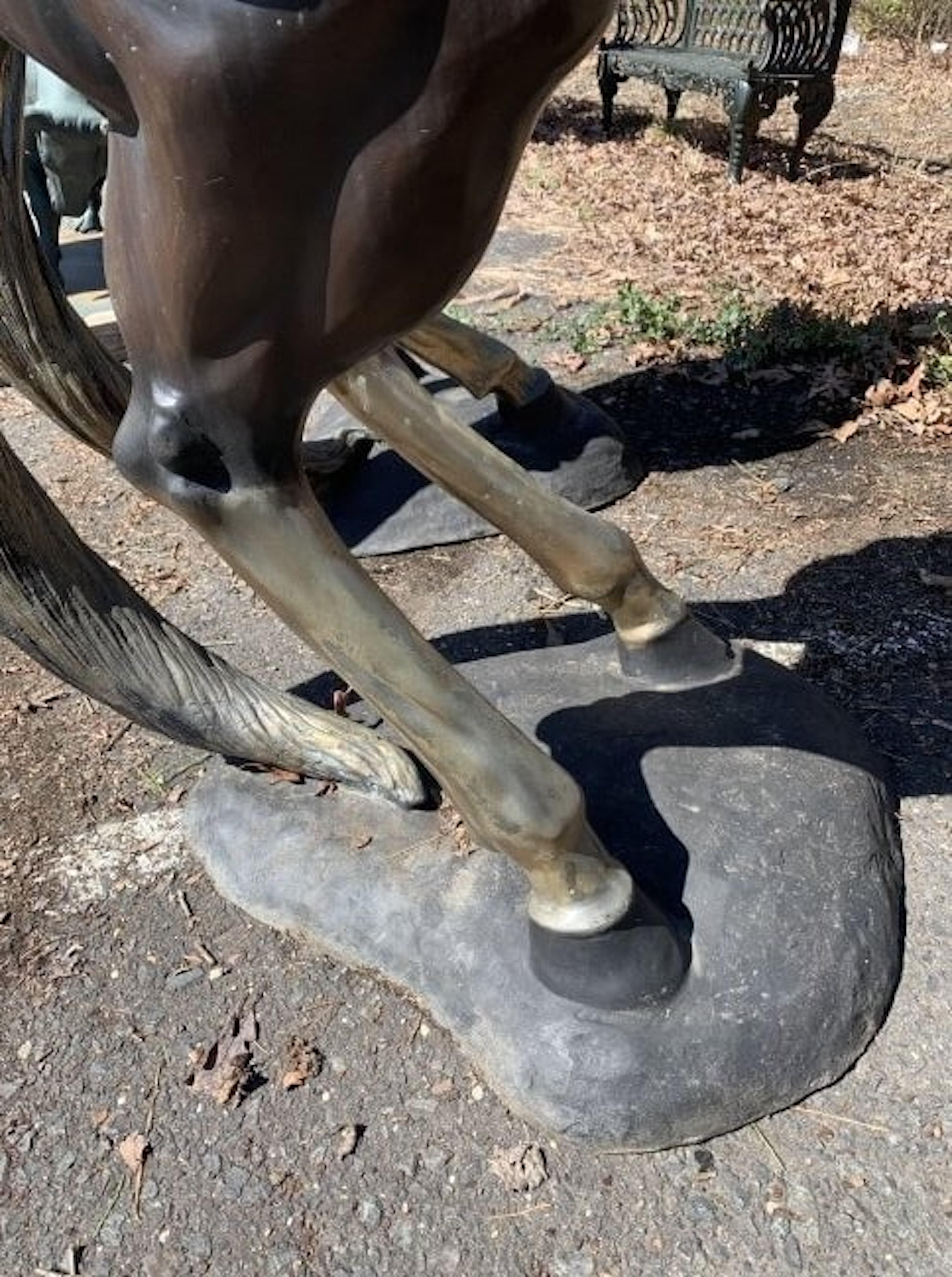 Pair of Bronze Horse Statues For Sale 5