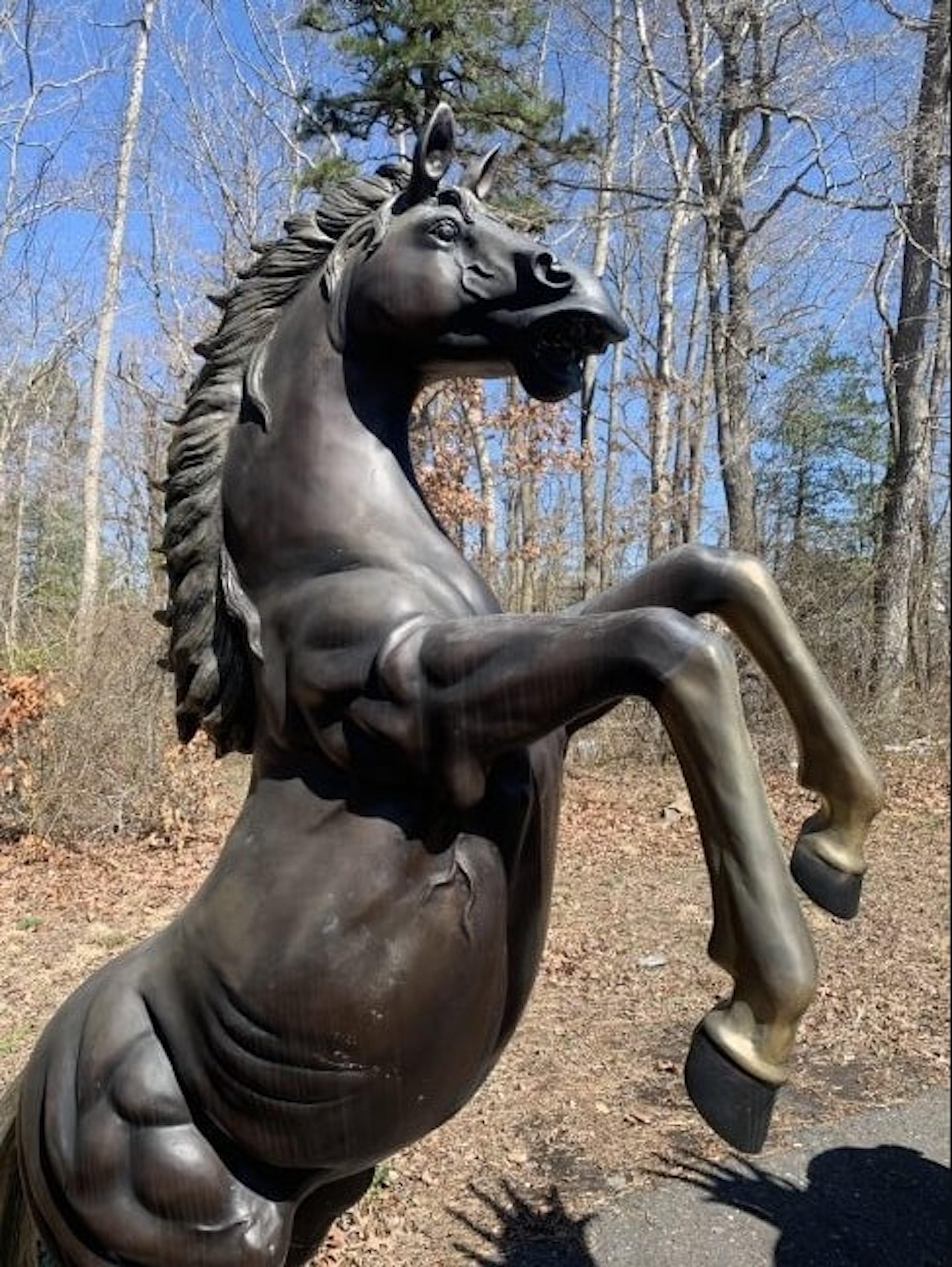 Mid-Century Modern Pair of Bronze Horse Statues For Sale