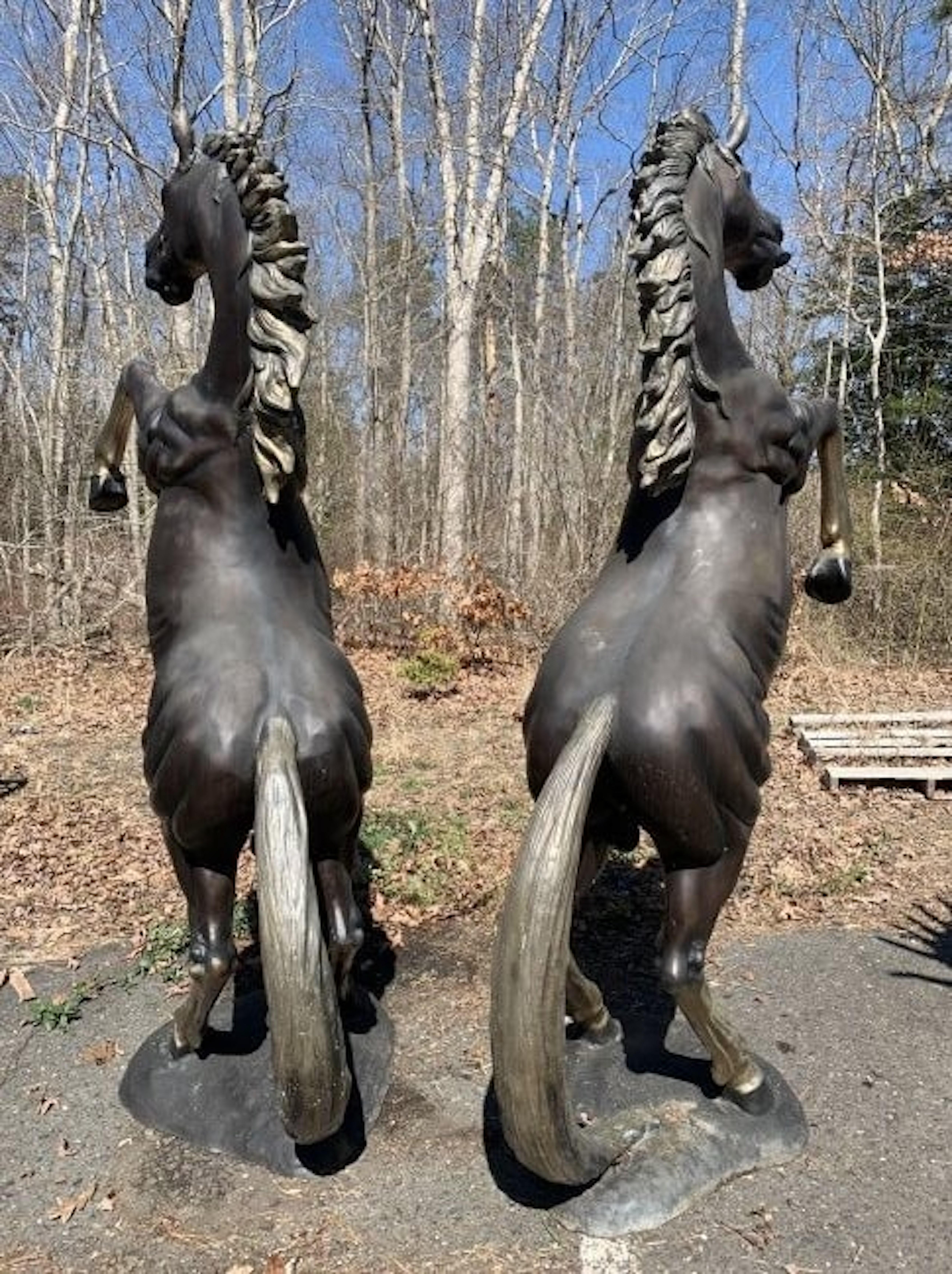 Pair of Bronze Horse Statues For Sale 2