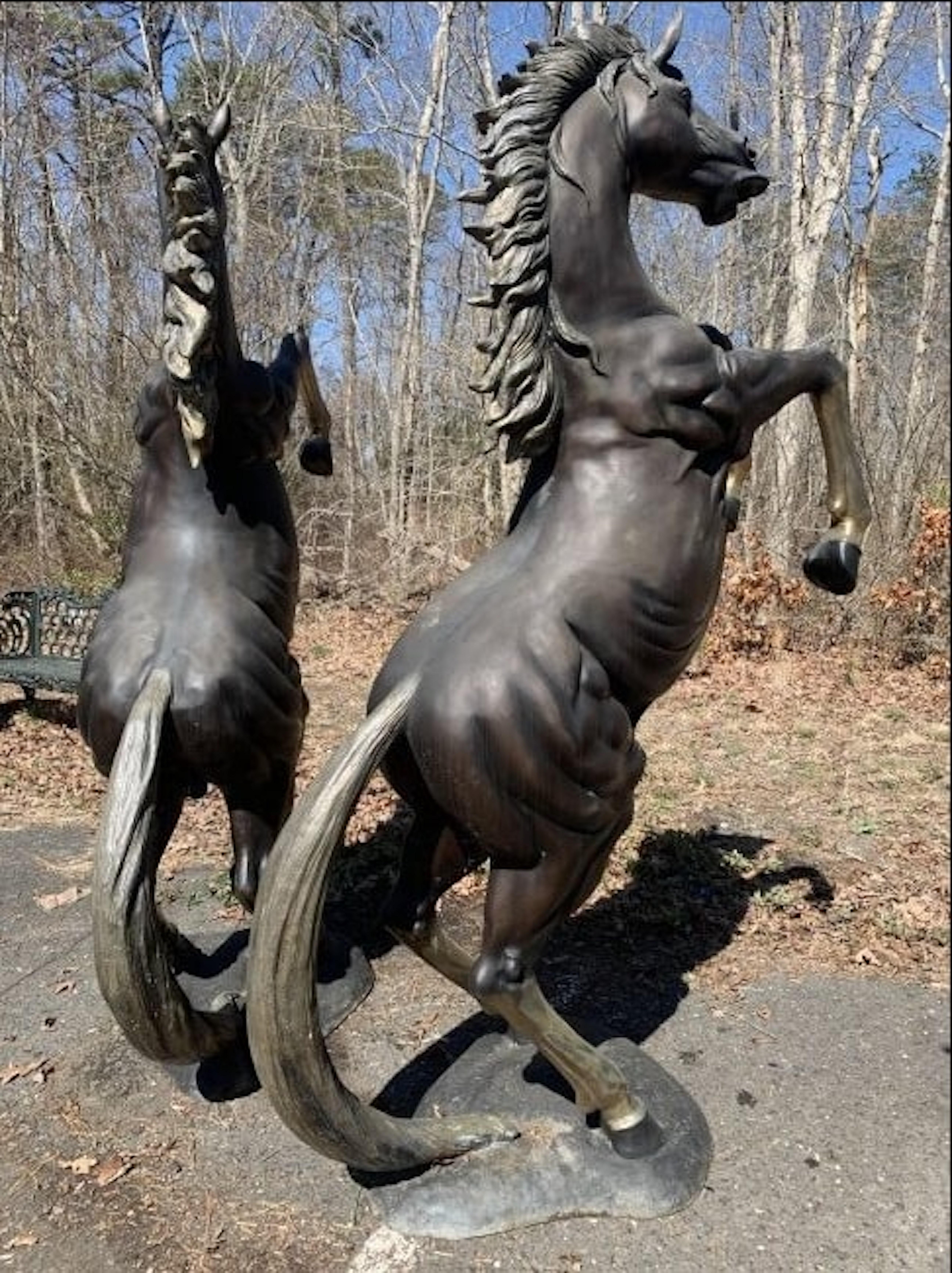 Pair of Bronze Horse Statues For Sale 3