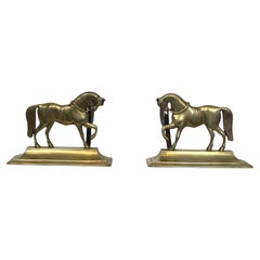 Pair of Bronze Horses Andirons