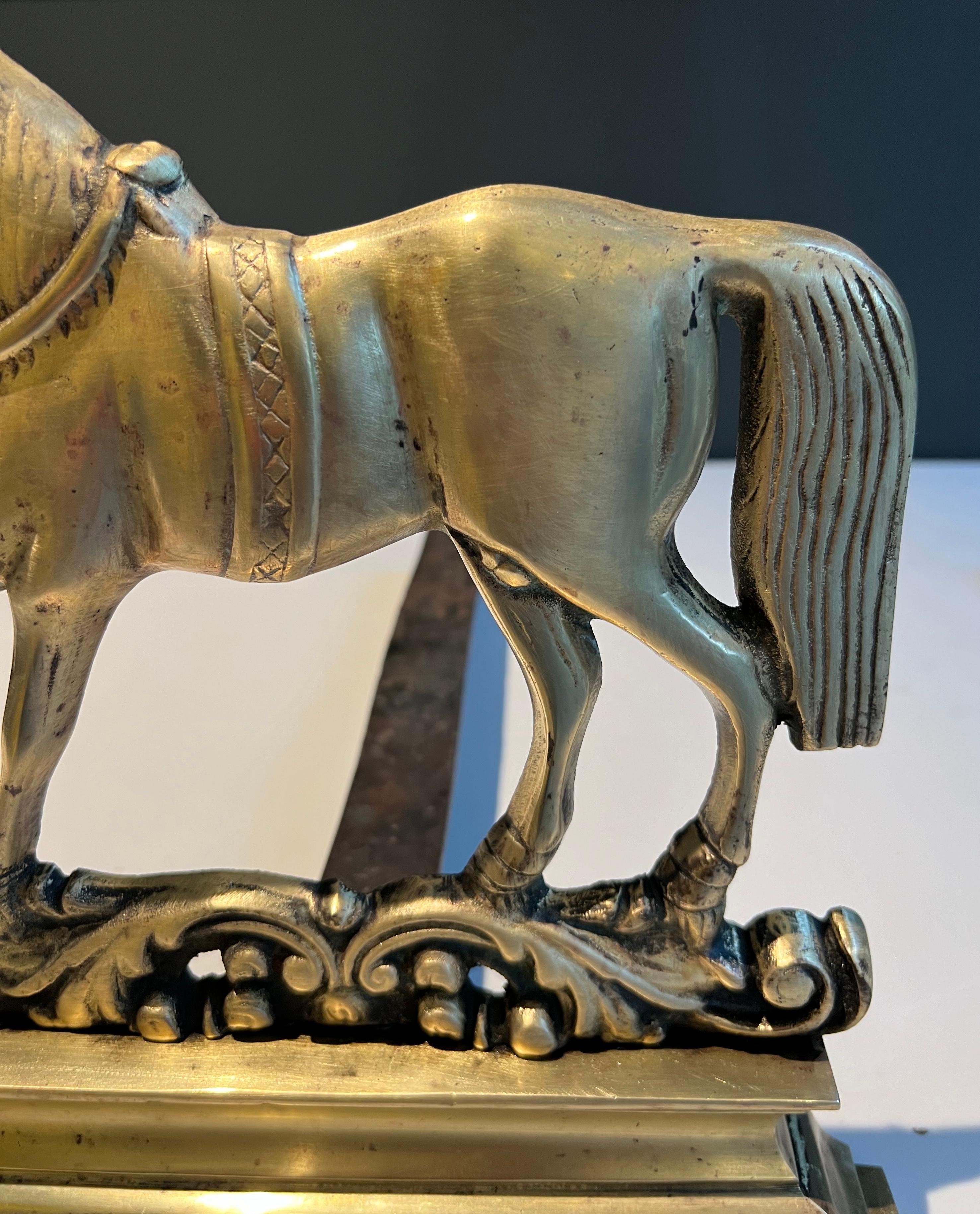 Coppia di androni in bronzo a forma di cavallo. Lavoro francese. in vendita 3