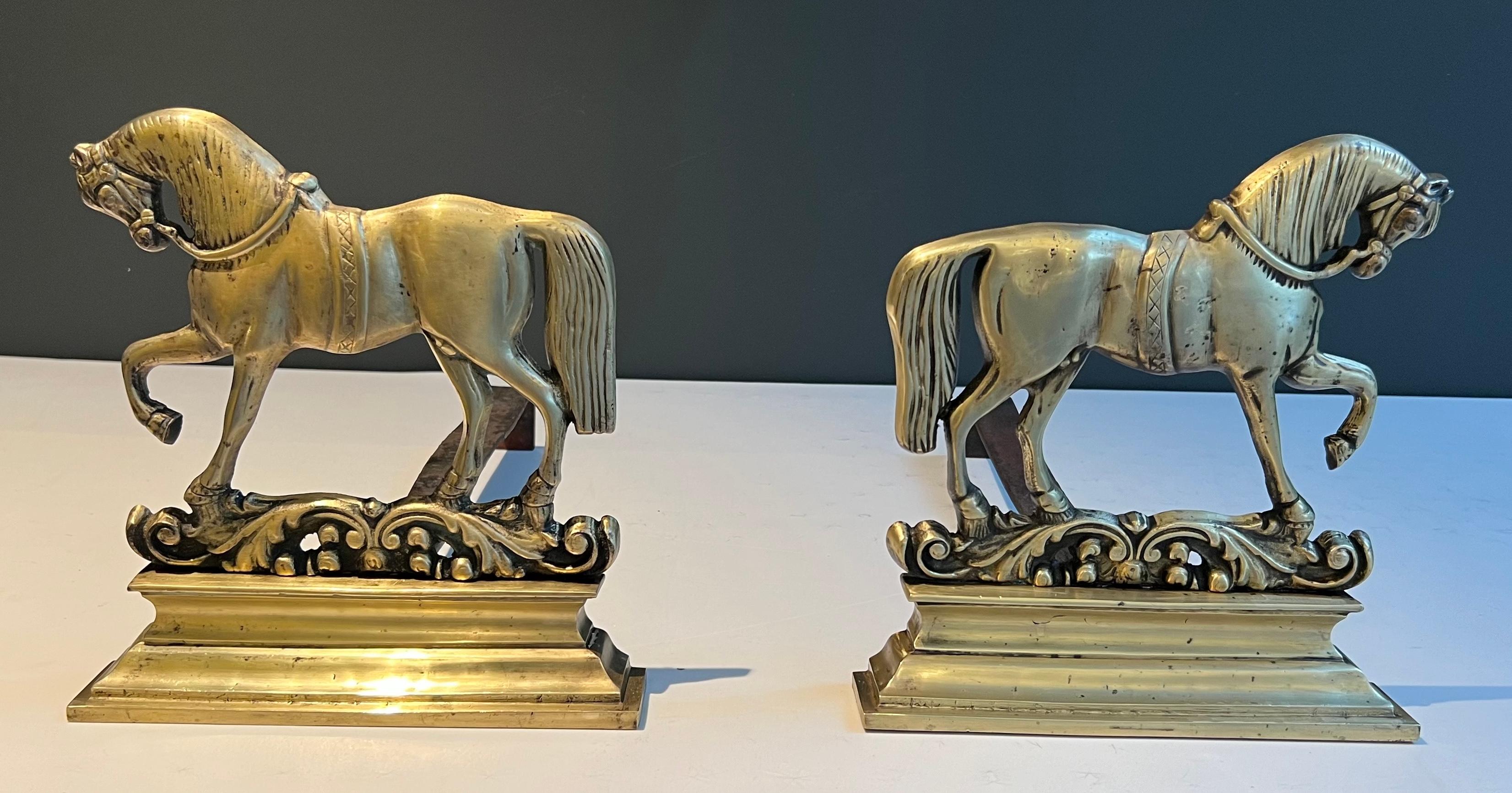 Coppia di androni in bronzo a forma di cavallo. Lavoro francese. in vendita 6