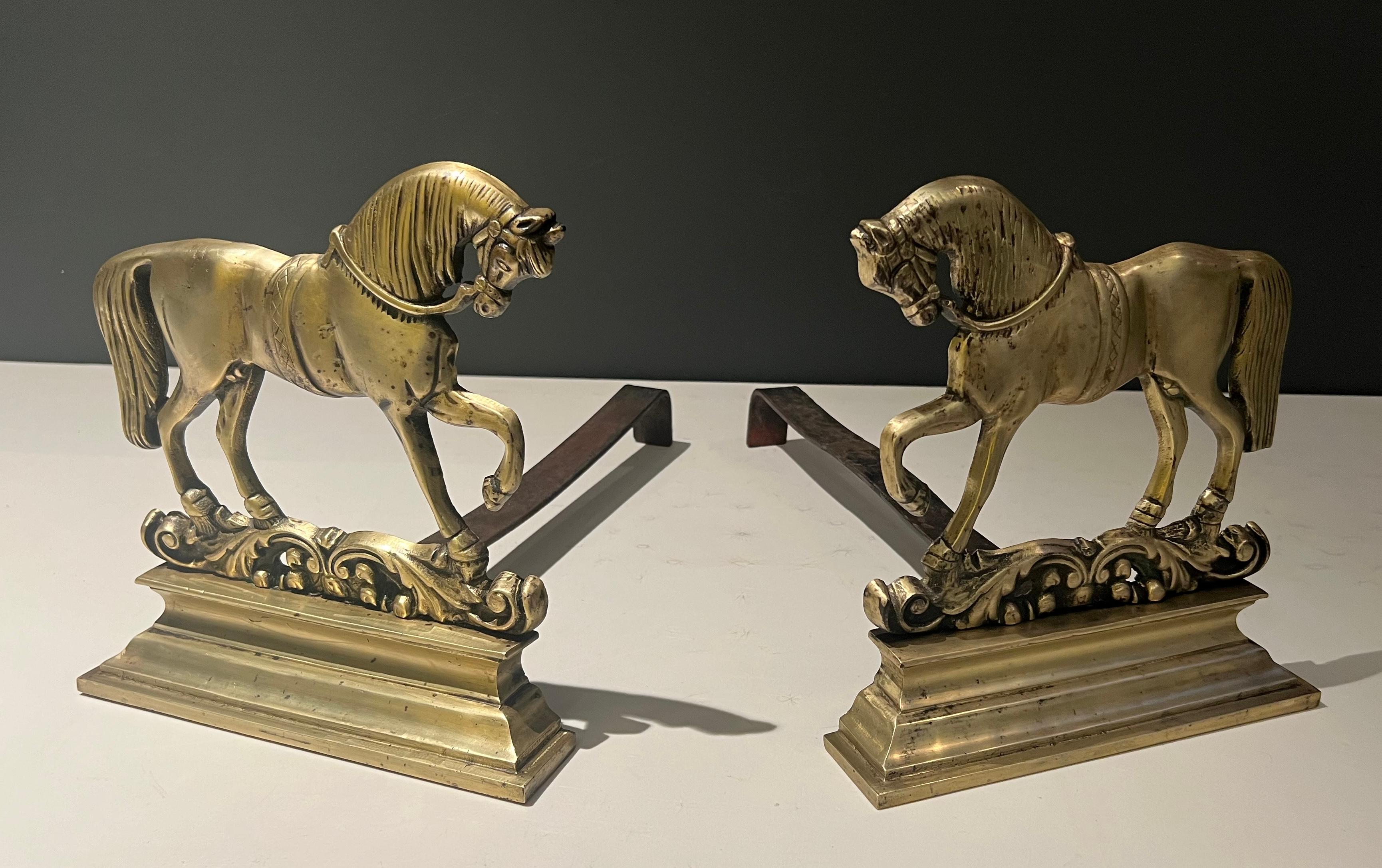 Coppia di androni in bronzo a forma di cavallo. Lavoro francese. in vendita 8