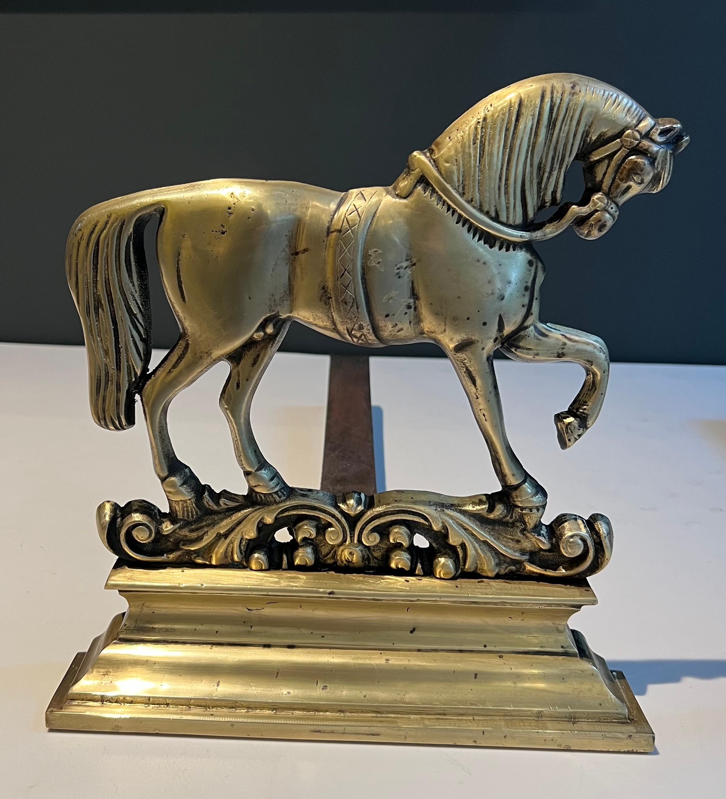 Coppia di androni in bronzo a forma di cavallo. Lavoro francese. in vendita 9