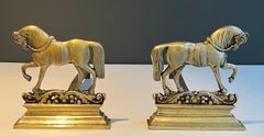 Pair of Bronze Horses Andirons. French Work.