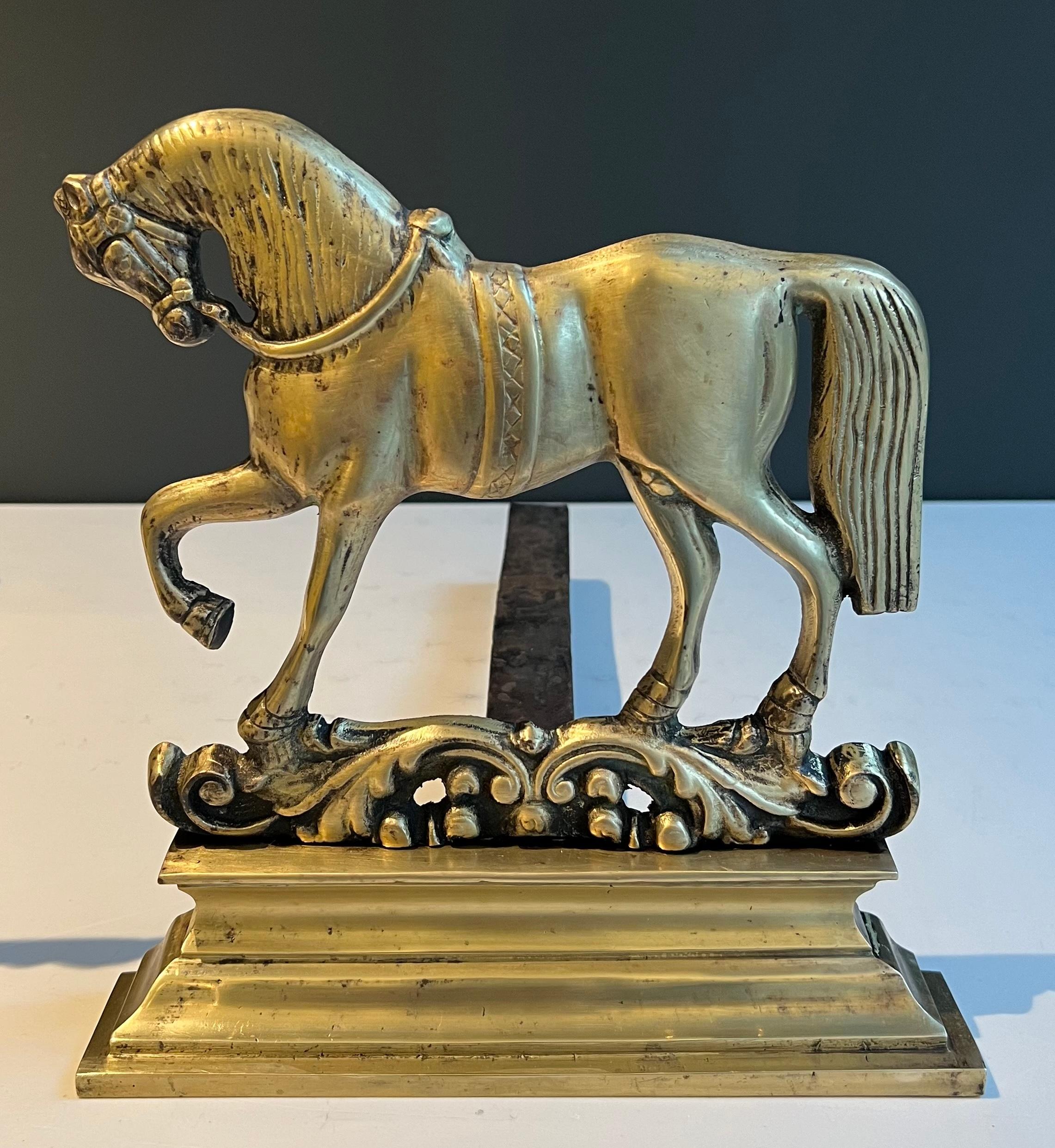 Bronzo Coppia di androni in bronzo a forma di cavallo. Lavoro francese. in vendita