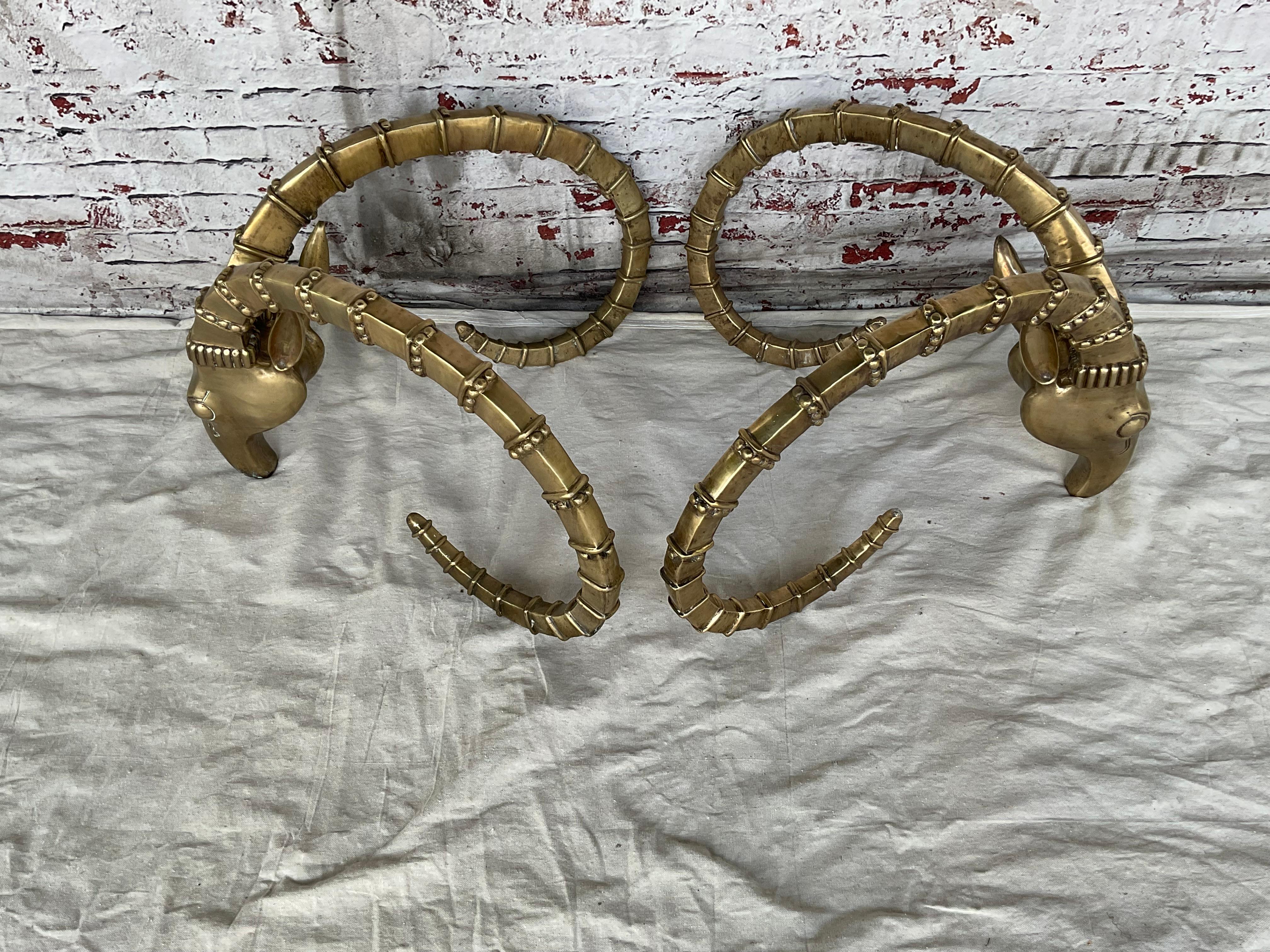 Pair of Bronze Ibex Rams Heads Table Base, after Alain Chervet 4