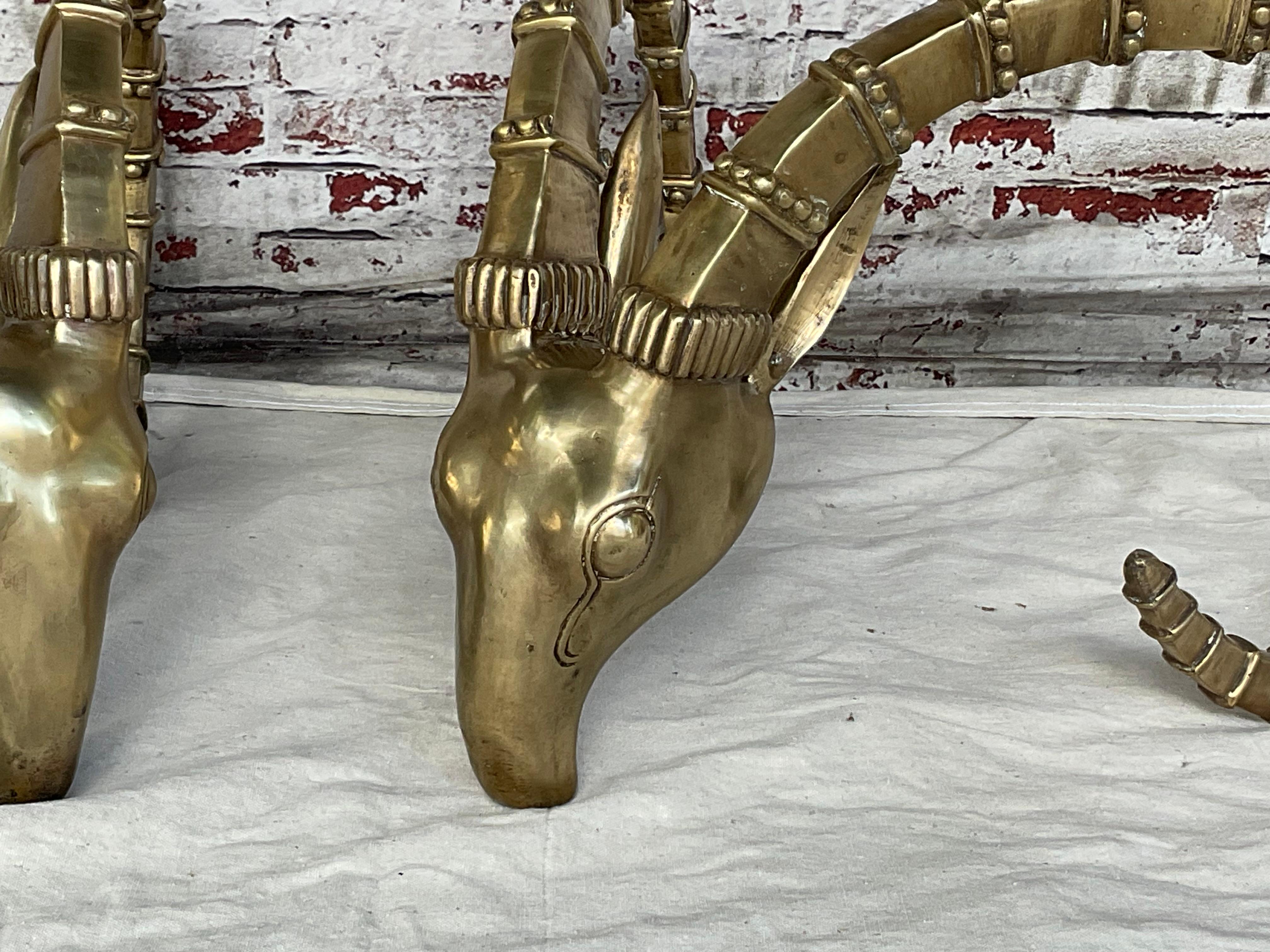 Pair of Bronze Ibex Rams Heads Table Base, after Alain Chervet 5