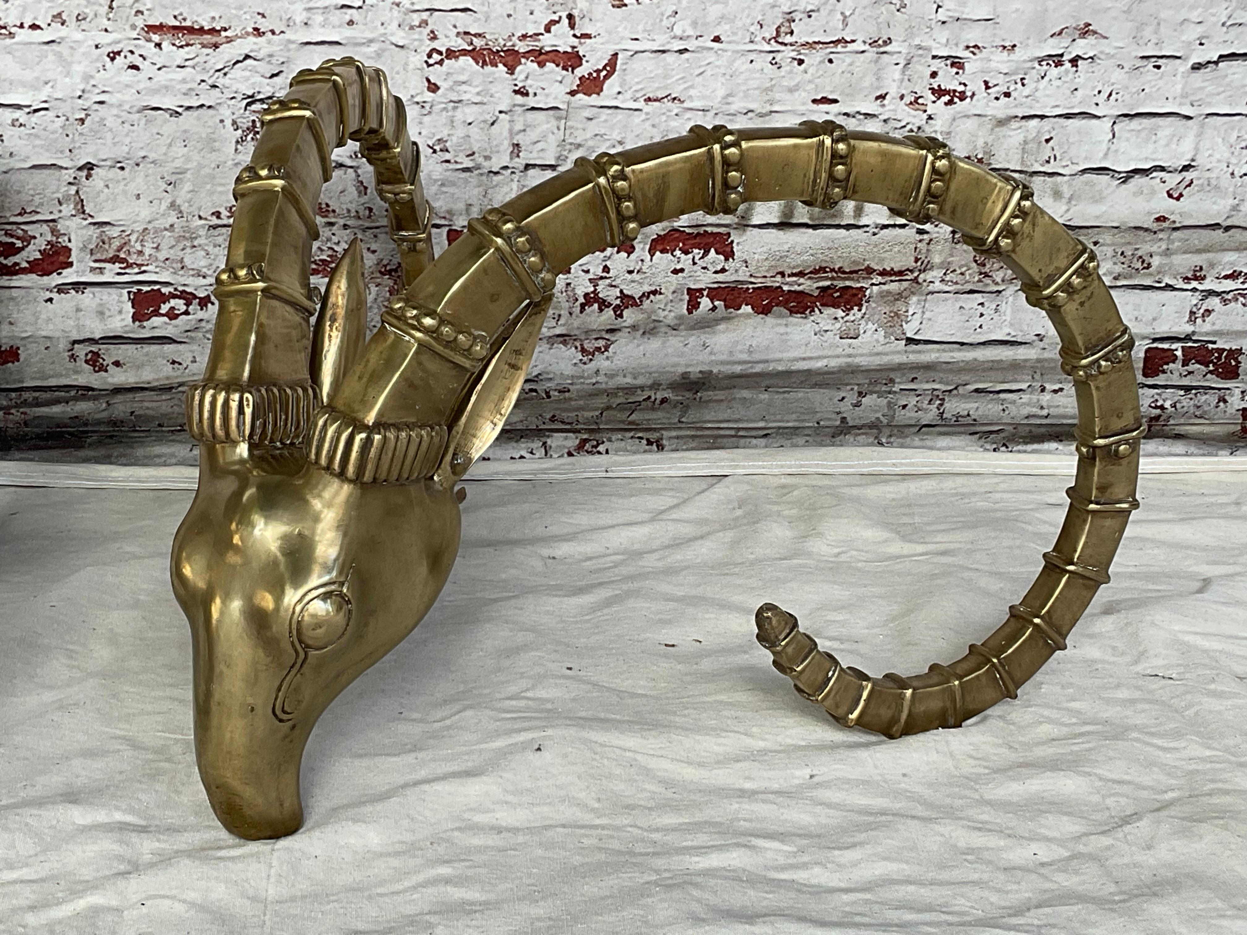 Pair of Bronze Ibex Rams Heads Table Base, after Alain Chervet 6