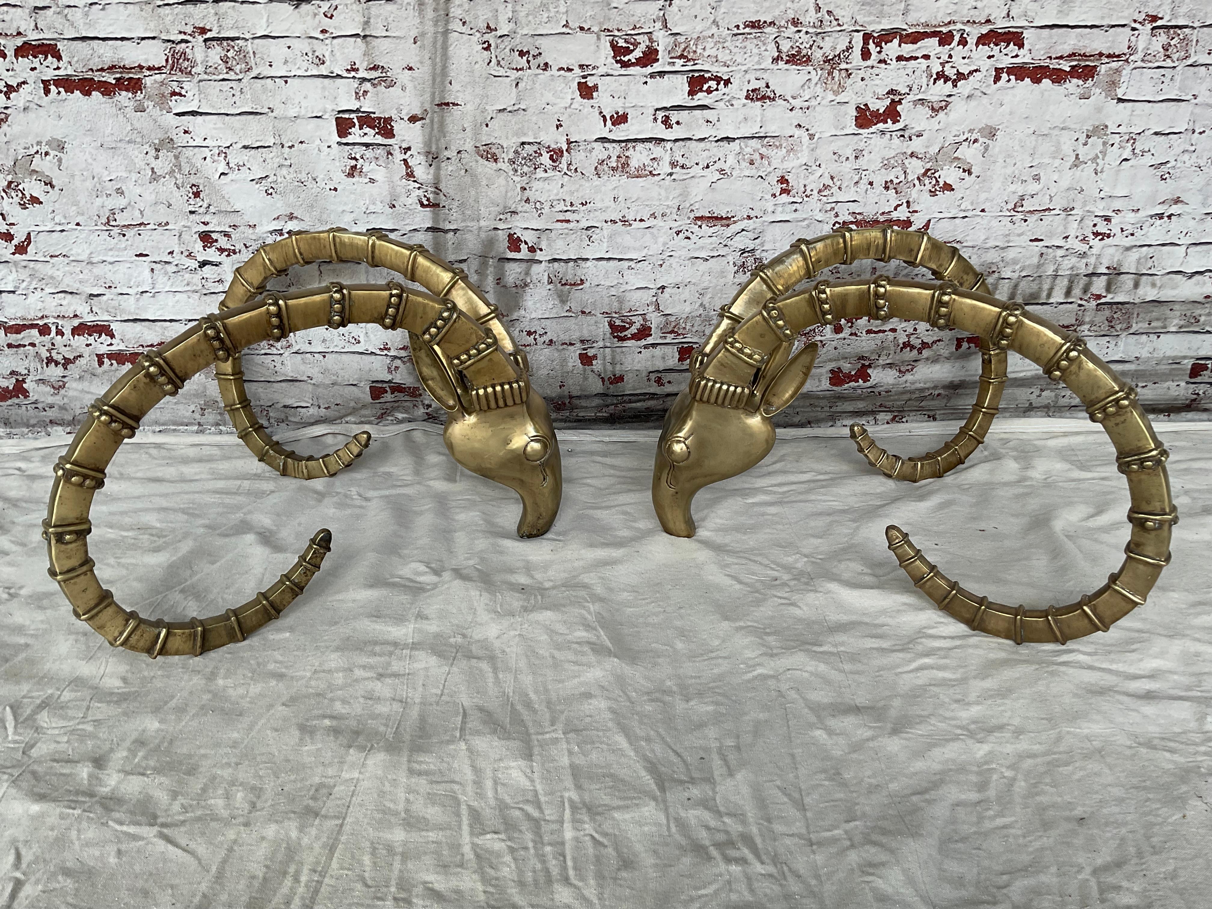 Pair of Bronze Ibex Rams Heads Table Base, after Alain Chervet 7