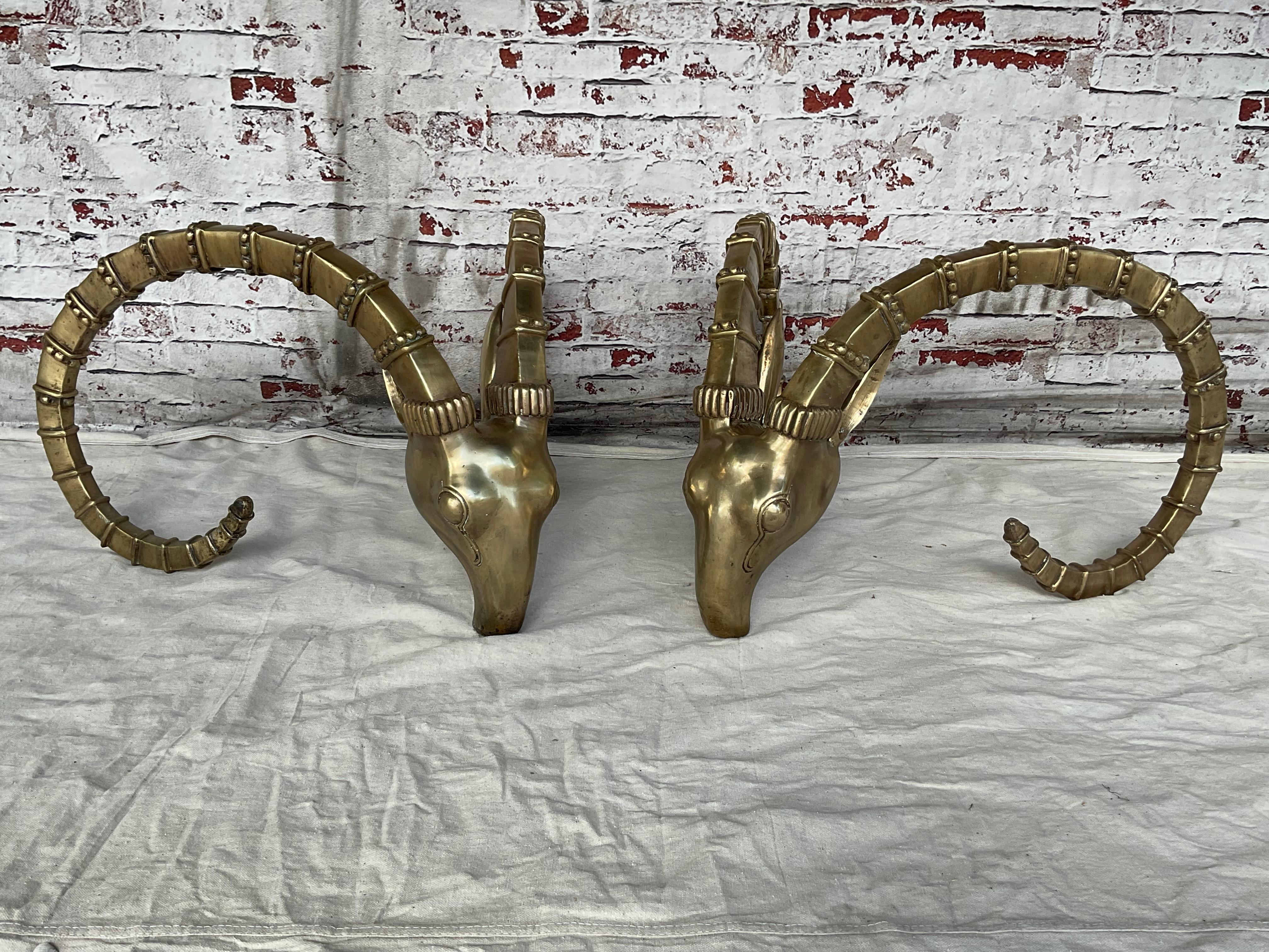 Pair of Bronze Ibex Rams Heads Table Base, after Alain Chervet 8