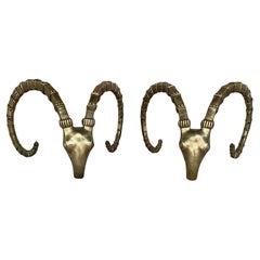 Pair of Bronze Ibex Rams Heads Table Base, after Alain Chervet