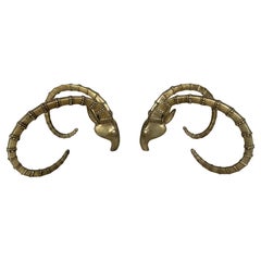 Pair of Bronze Ibex Rams Heads Table Base, after Alain Chervet