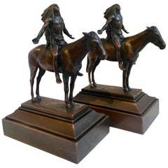 Pair of Bronze Indian "Appeal to the Gods" by Cyrus Dallin Bookends