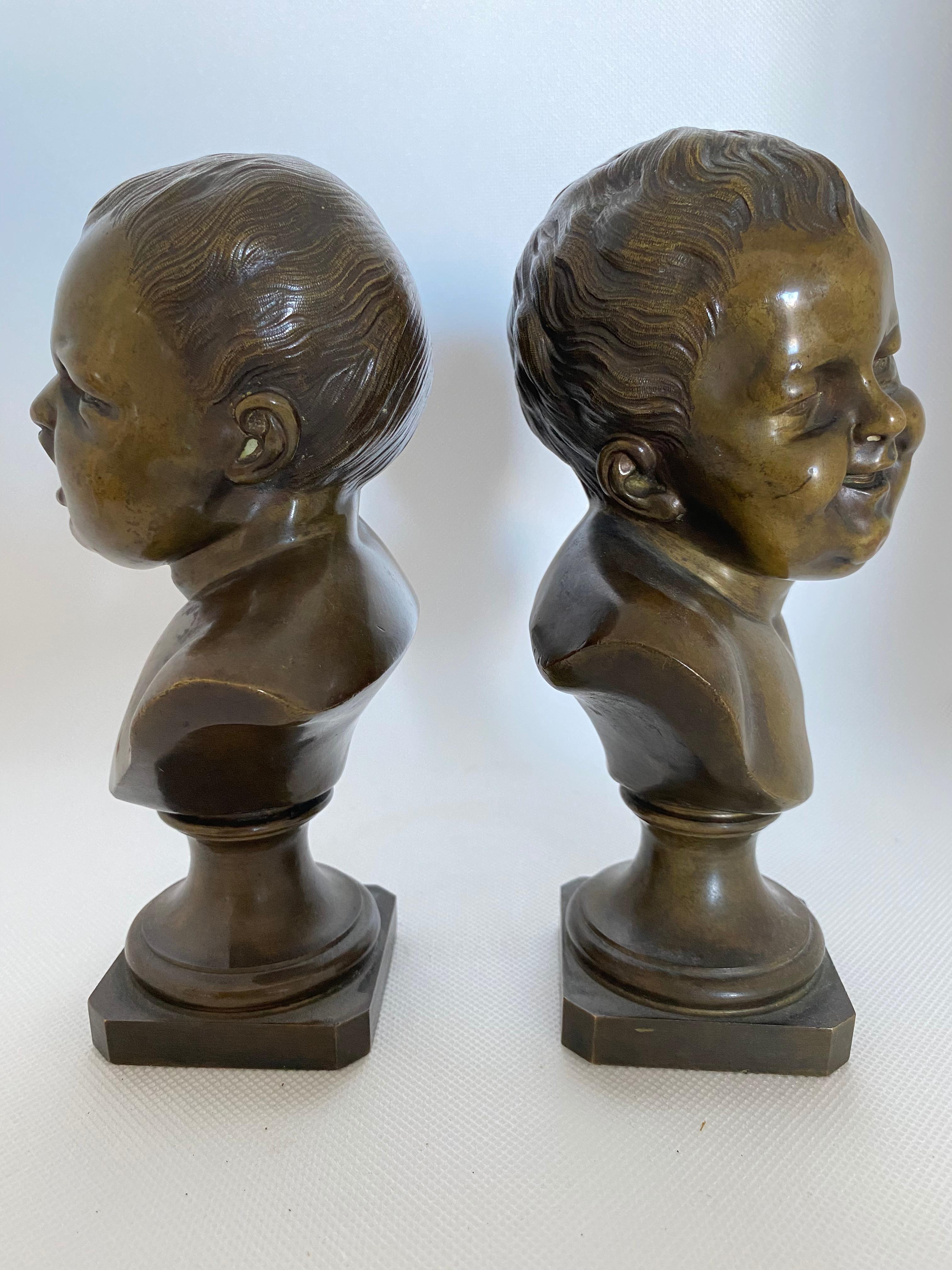 Pair of Bronze Infants, French, 19th Century In Good Condition For Sale In Kensington, MD