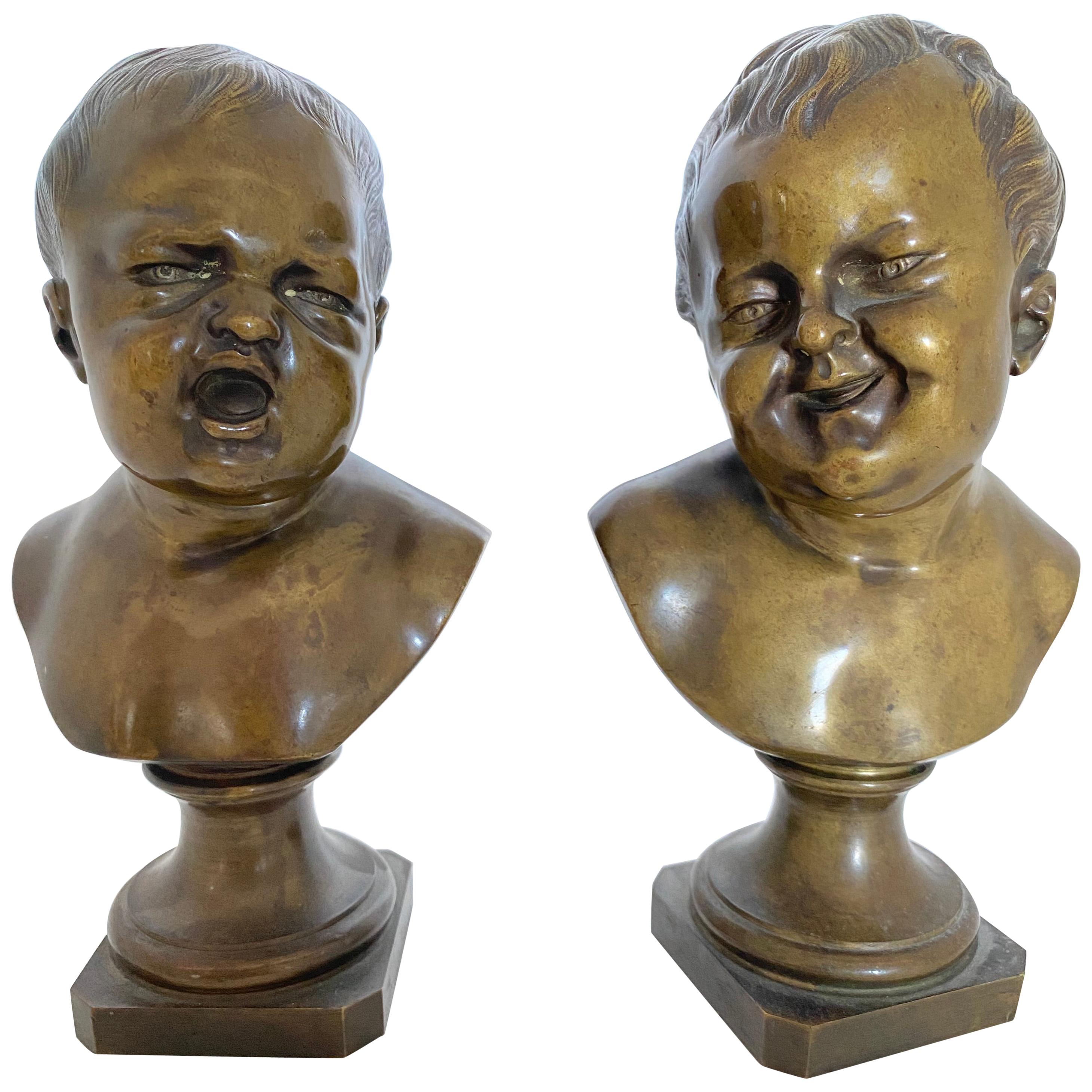 Pair of Bronze Infants, French, 19th Century For Sale