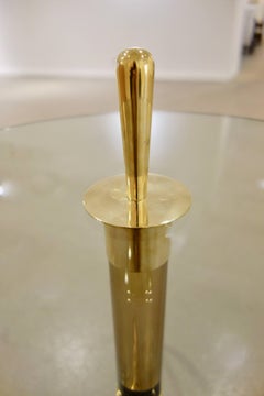 Pair of Bronze Italian Murano Tubular Glass and Brass Tripod Side or End Tables