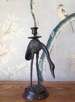 Pair of Bronze Japanese Candlesticks