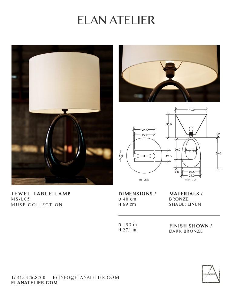 Paire de lampes de bureau en bronze avec bijoux en or ancien par Elan Atelier « Preorder » Neuf - En vente à New York, NY