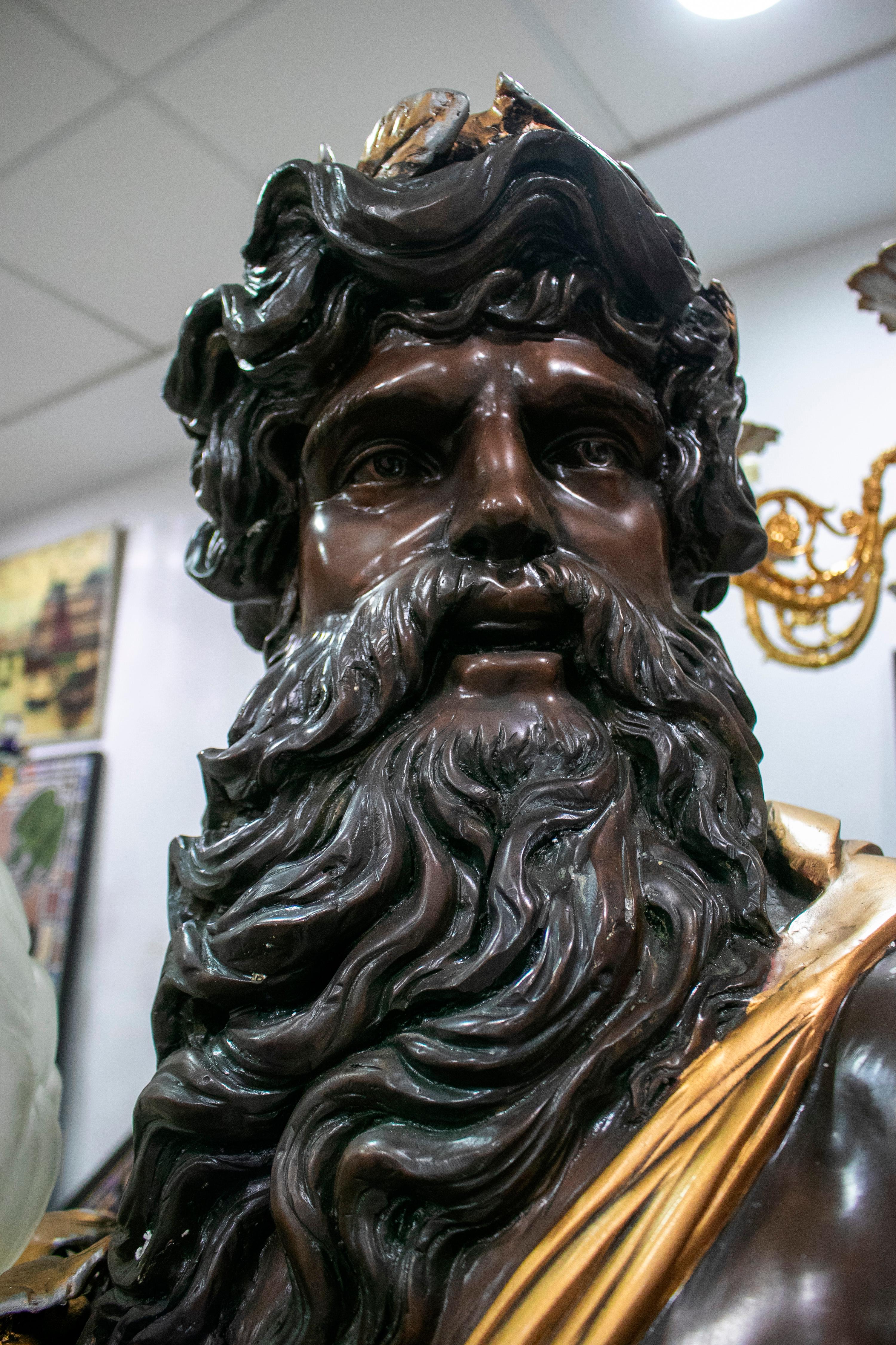 20th Century Pair of Bronze Lampers Representing Zeus and His Wife Hera For Sale