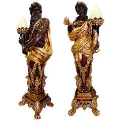 Pair of Bronze Lampers Representing Zeus and His Wife Hera