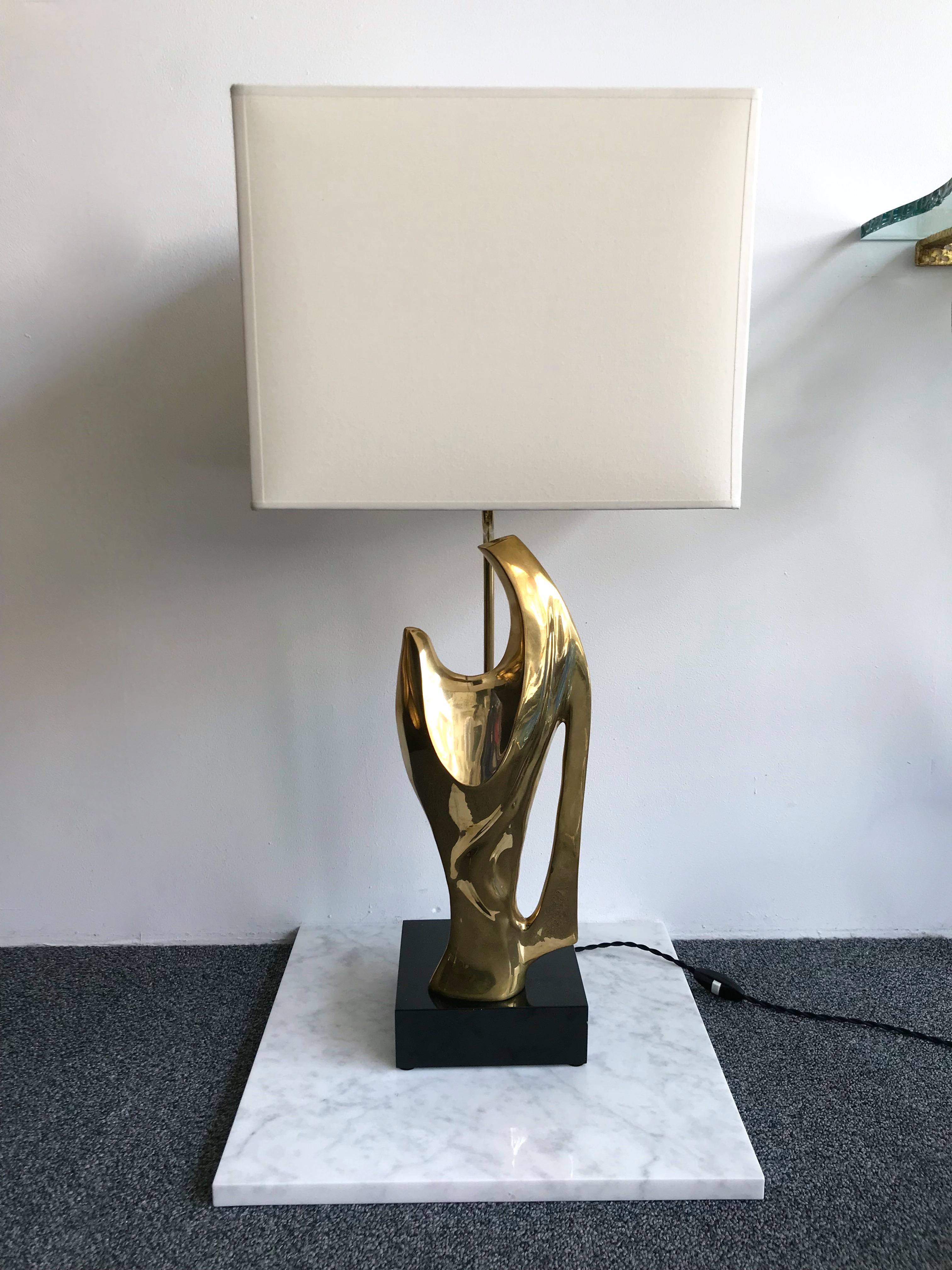 Pair of Bronze Lamps by Alain Chervet, France, 1970s In Good Condition For Sale In SAINT-OUEN, FR