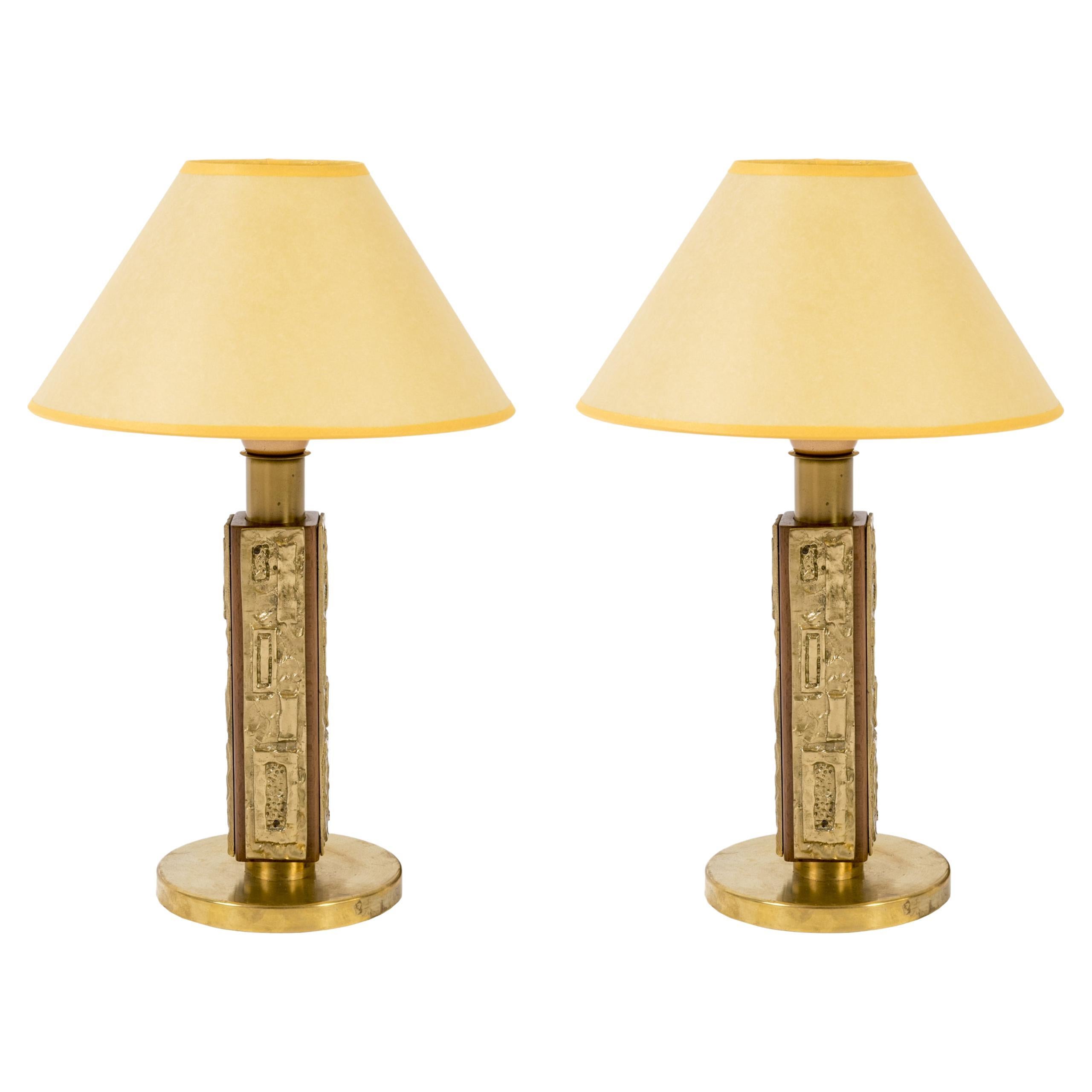 Pair of Bronze Lamps by Angelo Brotto