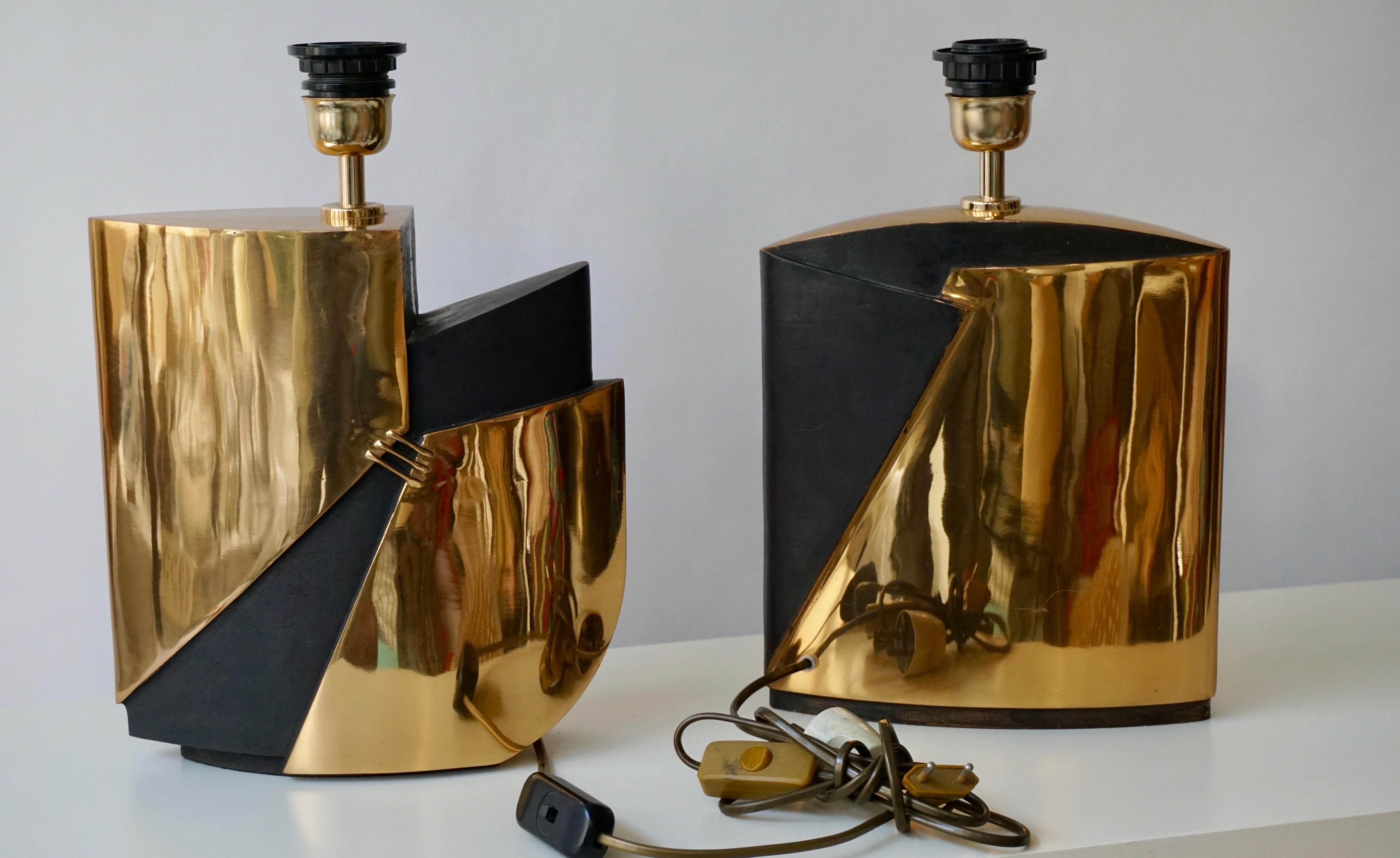 Pair of Bronze Lamps by Esa Fedrigolli 5