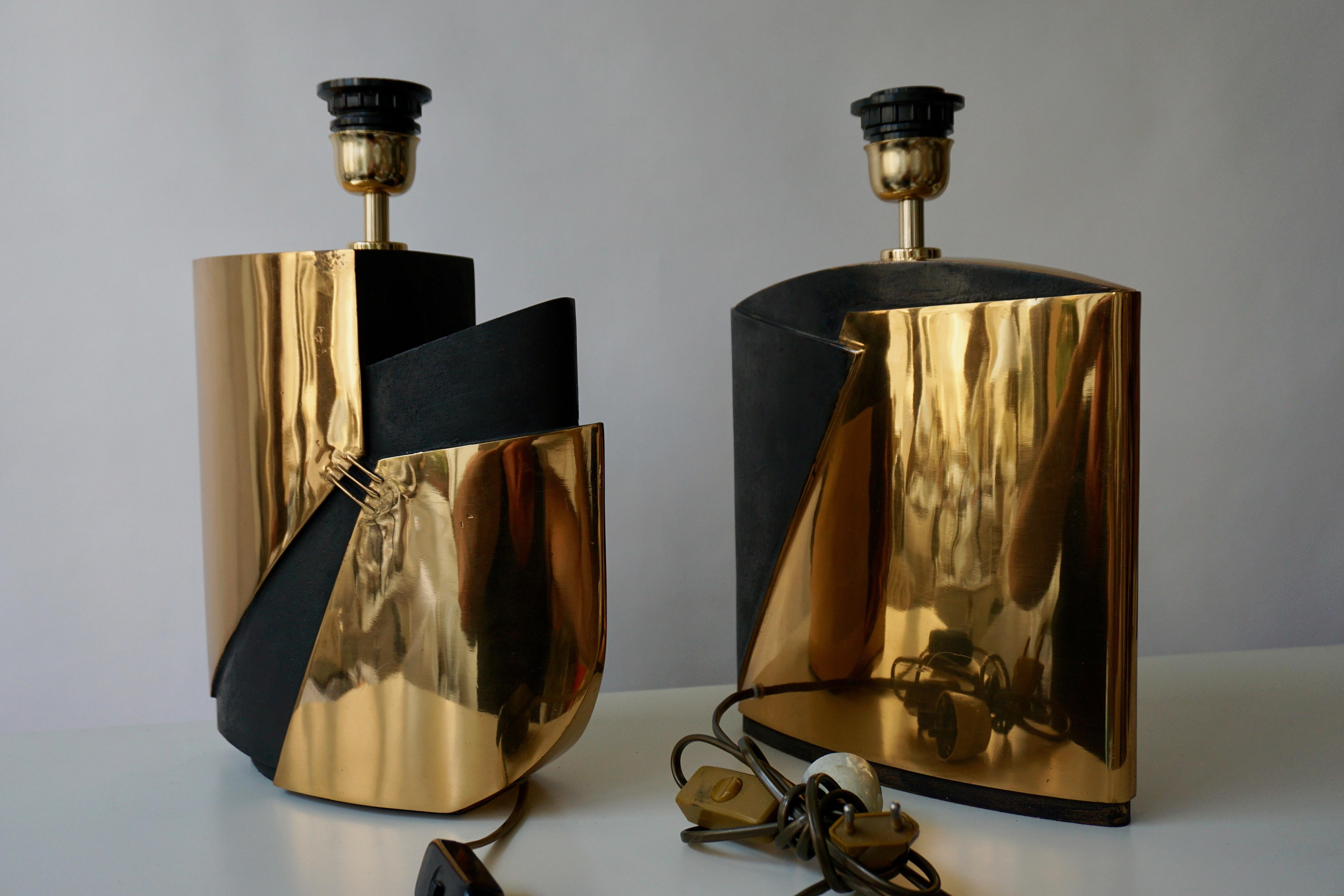 Pair of Bronze Lamps by Esa Fedrigolli 6