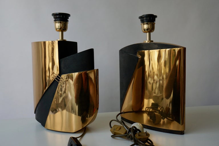 Pair of Bronze Lamps by Esa Fedrigolli For Sale 6