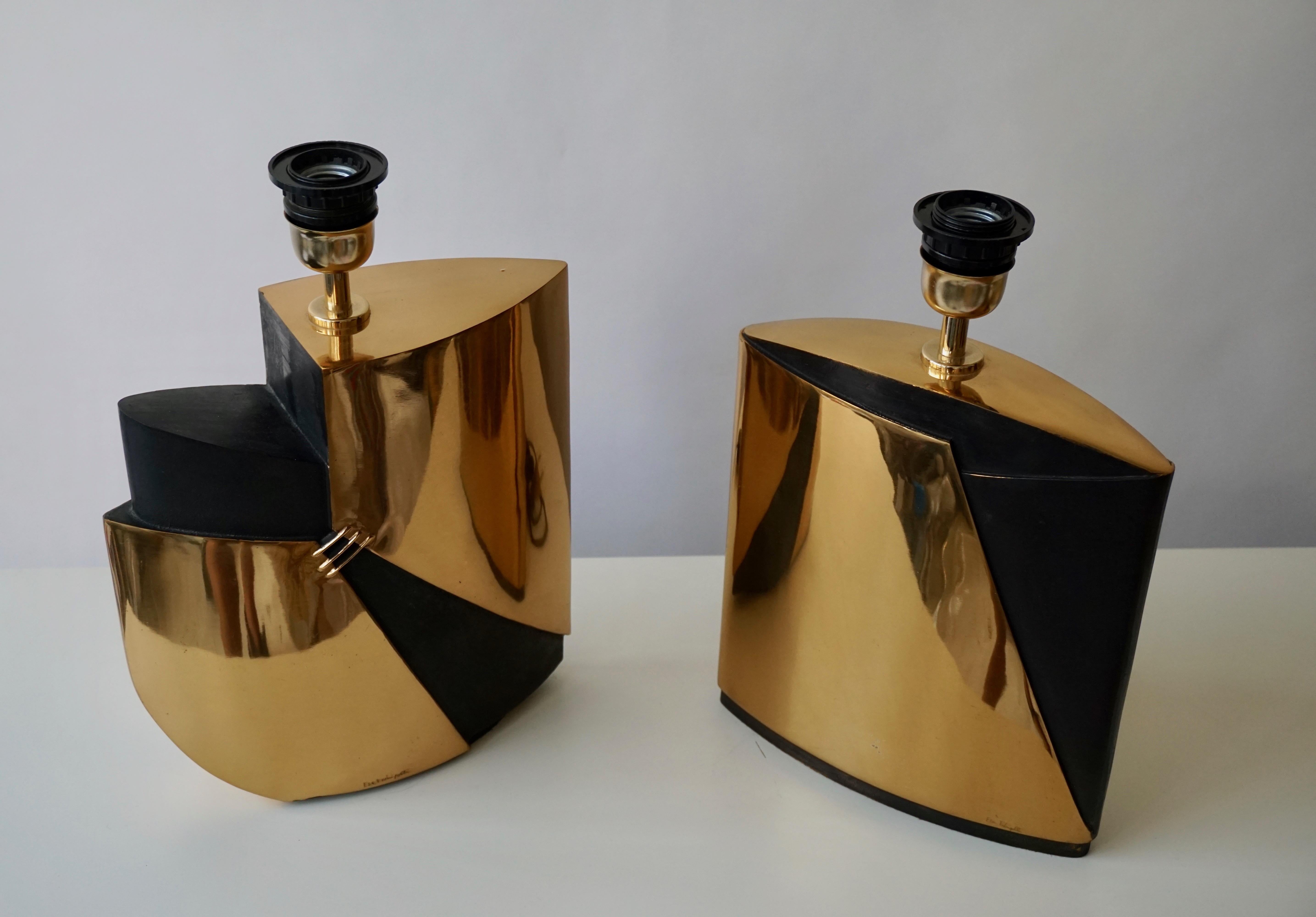 Pair of Bronze Lamps by Esa Fedrigolli 1