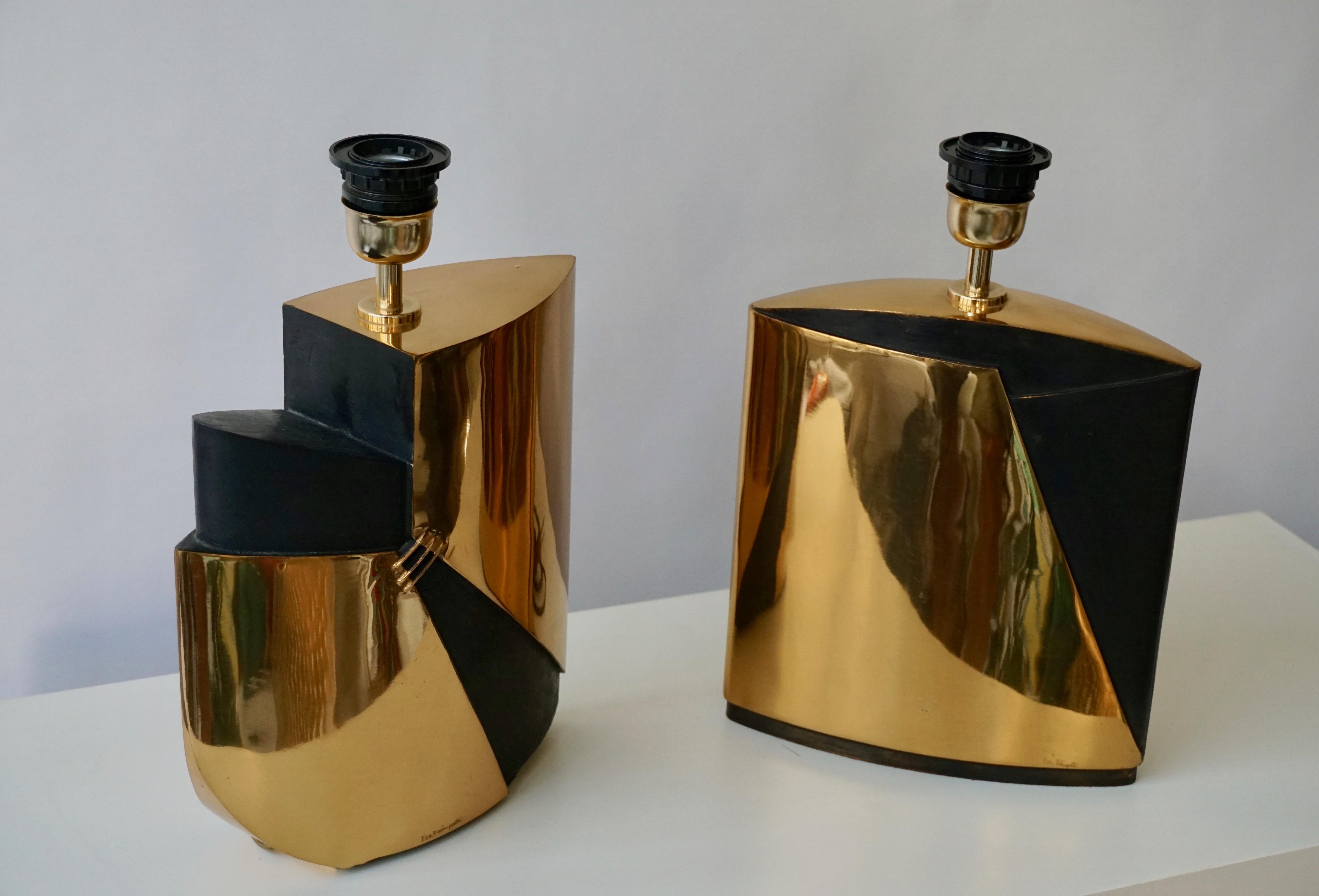 Pair of Bronze Lamps by Esa Fedrigolli 2