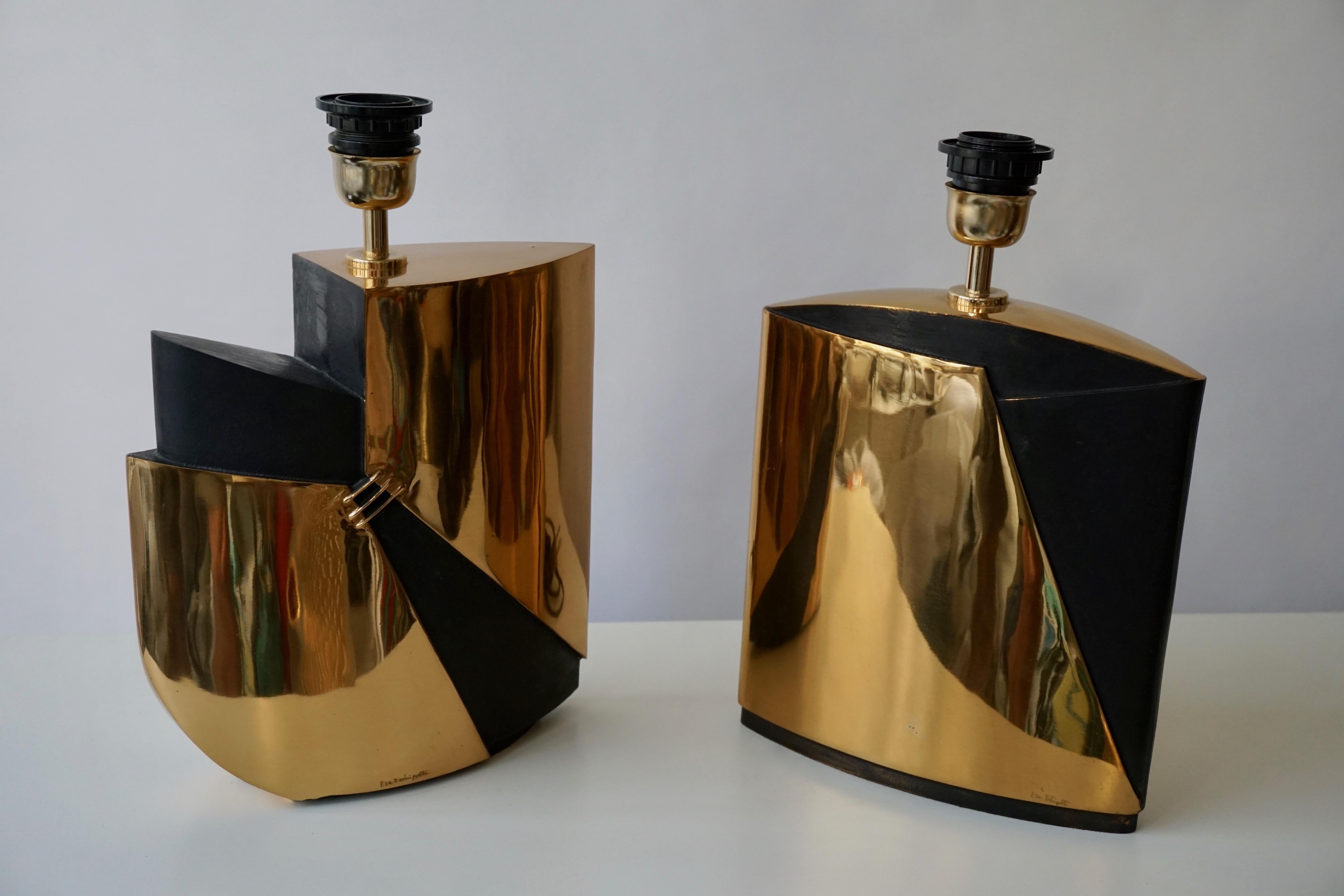 Pair of Bronze Lamps by Esa Fedrigolli 3