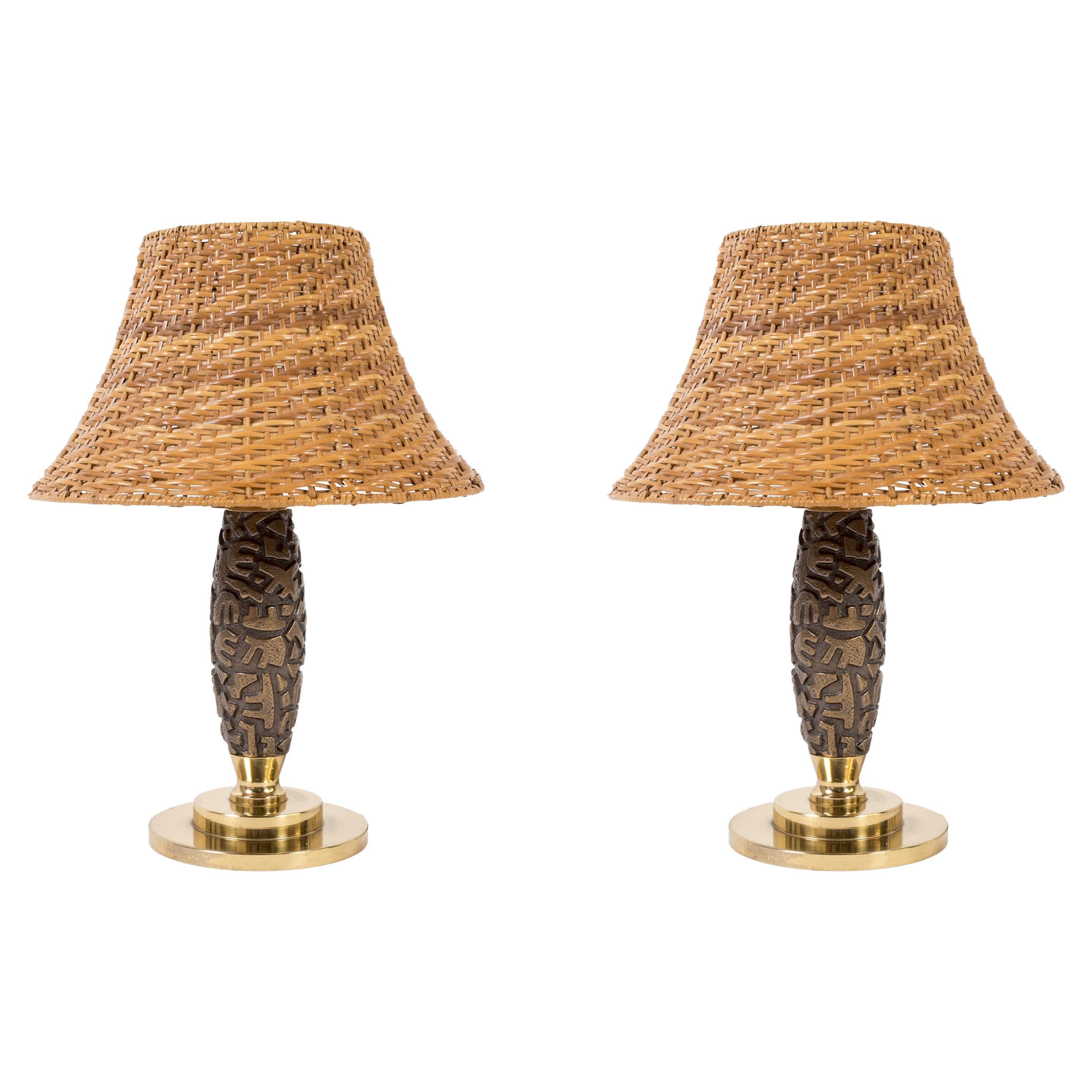 Pair of Bronze Lamps by Luciano Frigerio