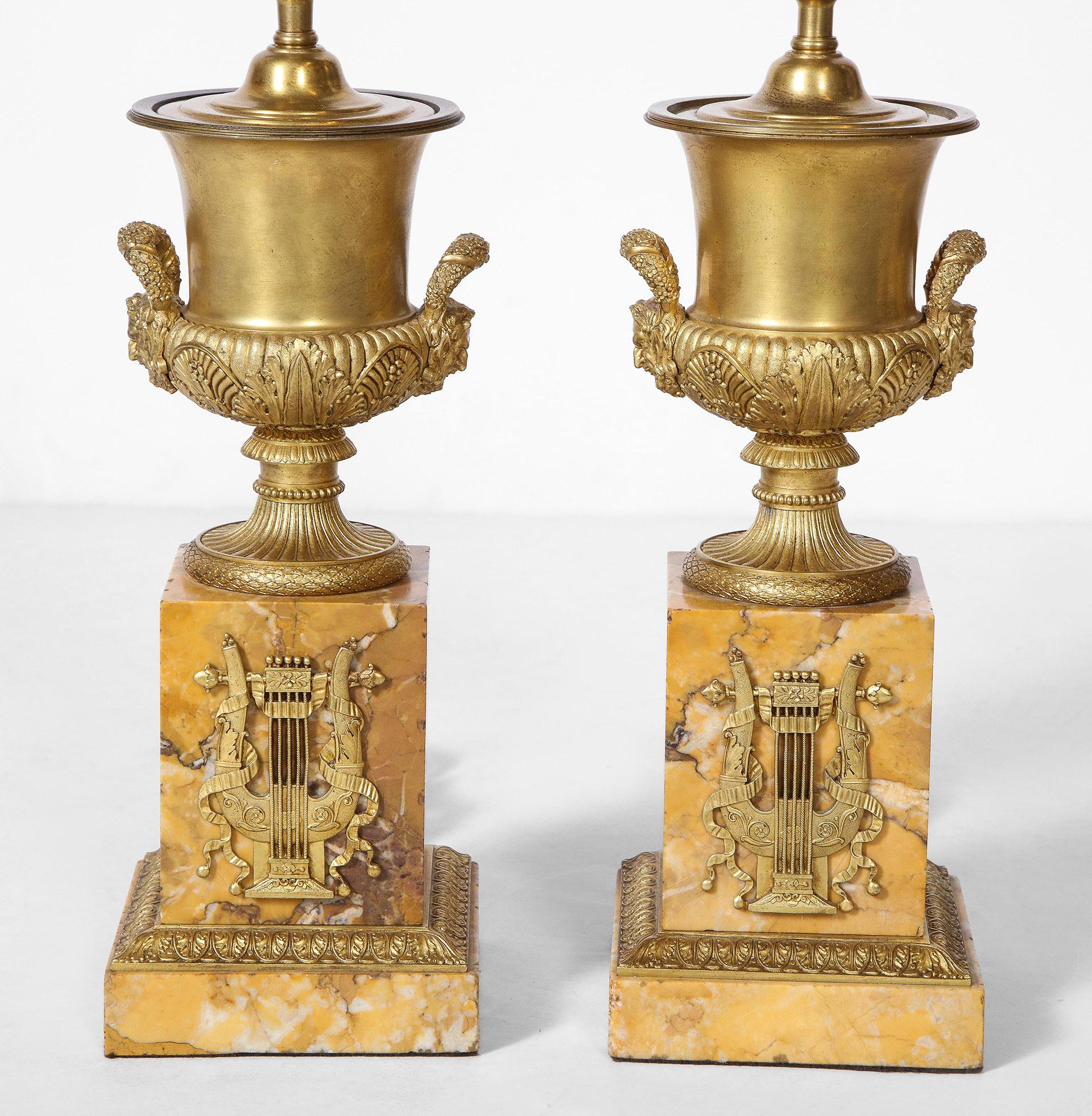 19th Century Pair of Bronze Lamps