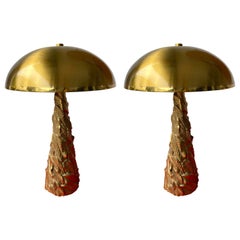 Pair of Bronze Lamps Tourbillon by Maison Charles, France, 1970s