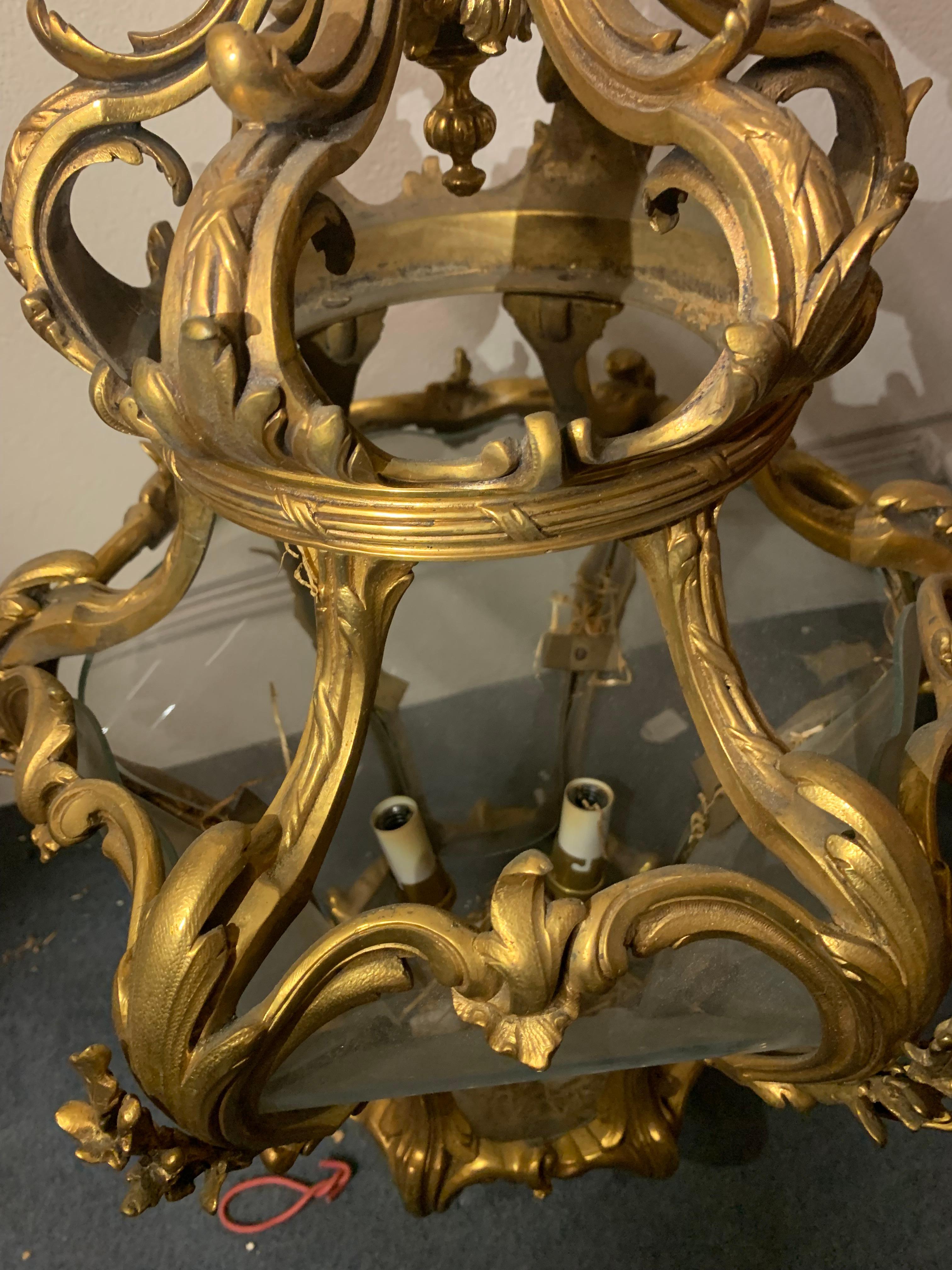 French Pair of bronze lanterns louis XV style For Sale