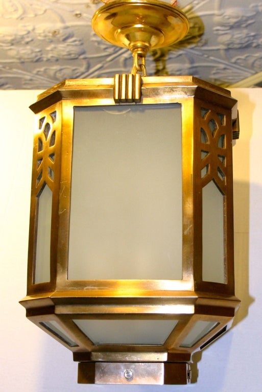 Set of Square Neoclassic Bronze Lanterns, Sold Individually In Good Condition For Sale In New York, NY