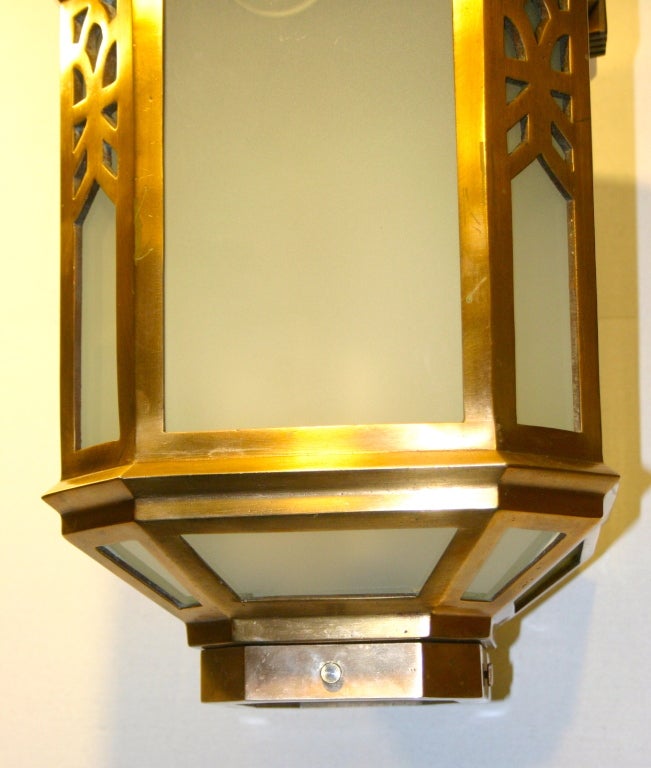 Mid-20th Century Set of Square Neoclassic Bronze Lanterns, Sold Individually For Sale